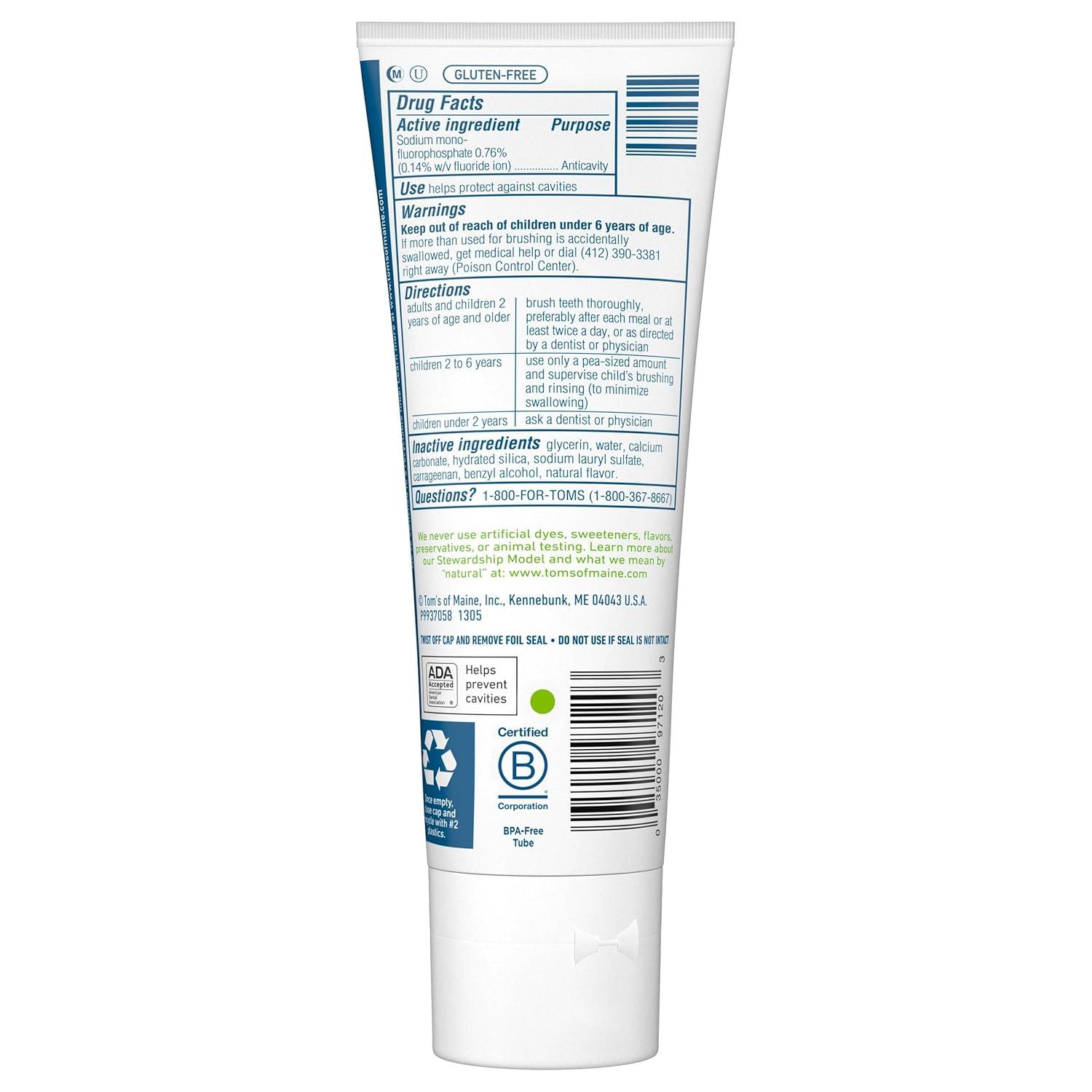 image:imageToms of Maine ADA Approved Wicked Cool Fluoride Childrens Toothpaste Natural Toothpaste Dye Free No Artificial Preservatives Mild Mint 51 oz 3Pack