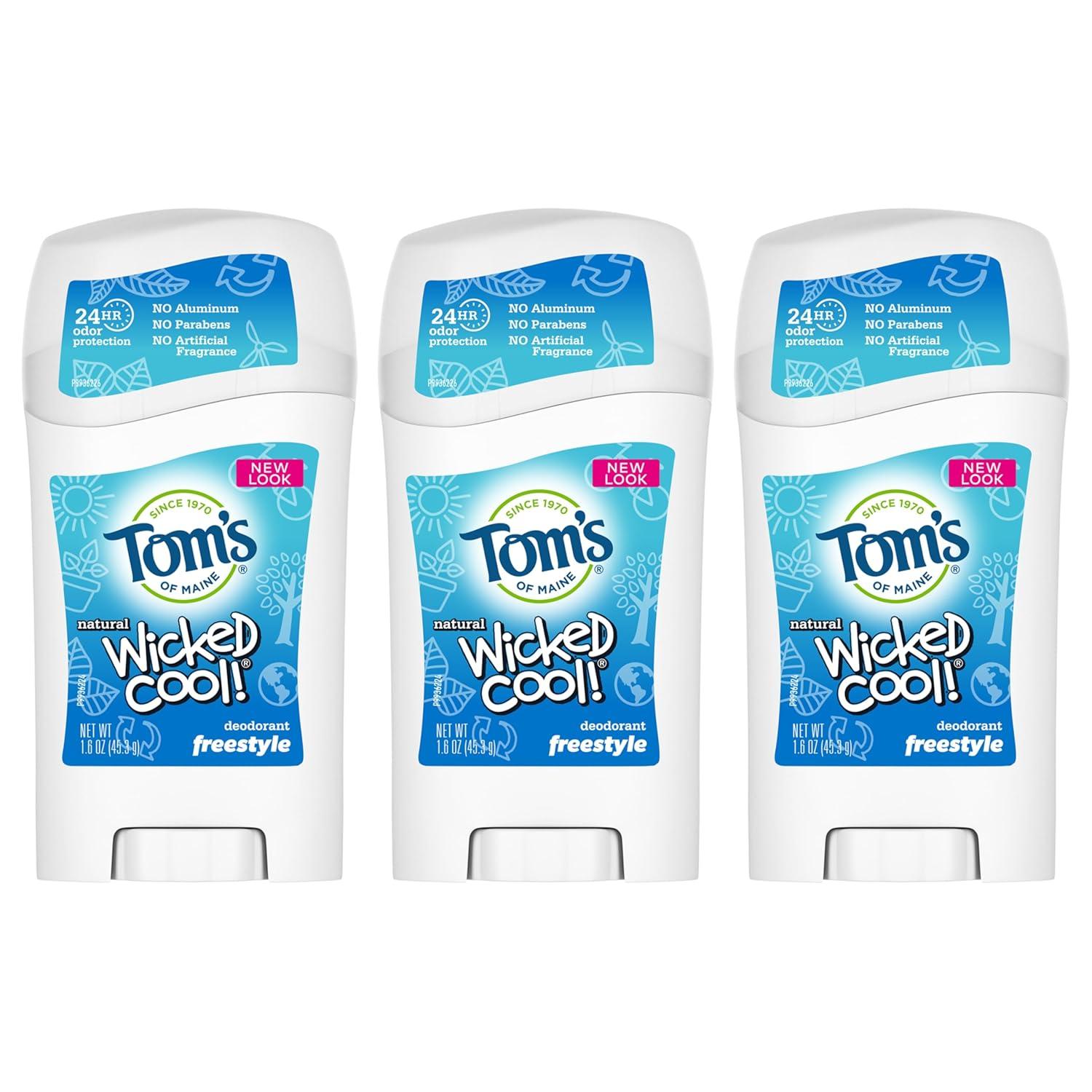image:imageToms of Maine AluminumFree Wicked Cool Natural Deodorant for Kids Summer Fun 16 oz Pack of 3 Packaging May VaryFreestyle