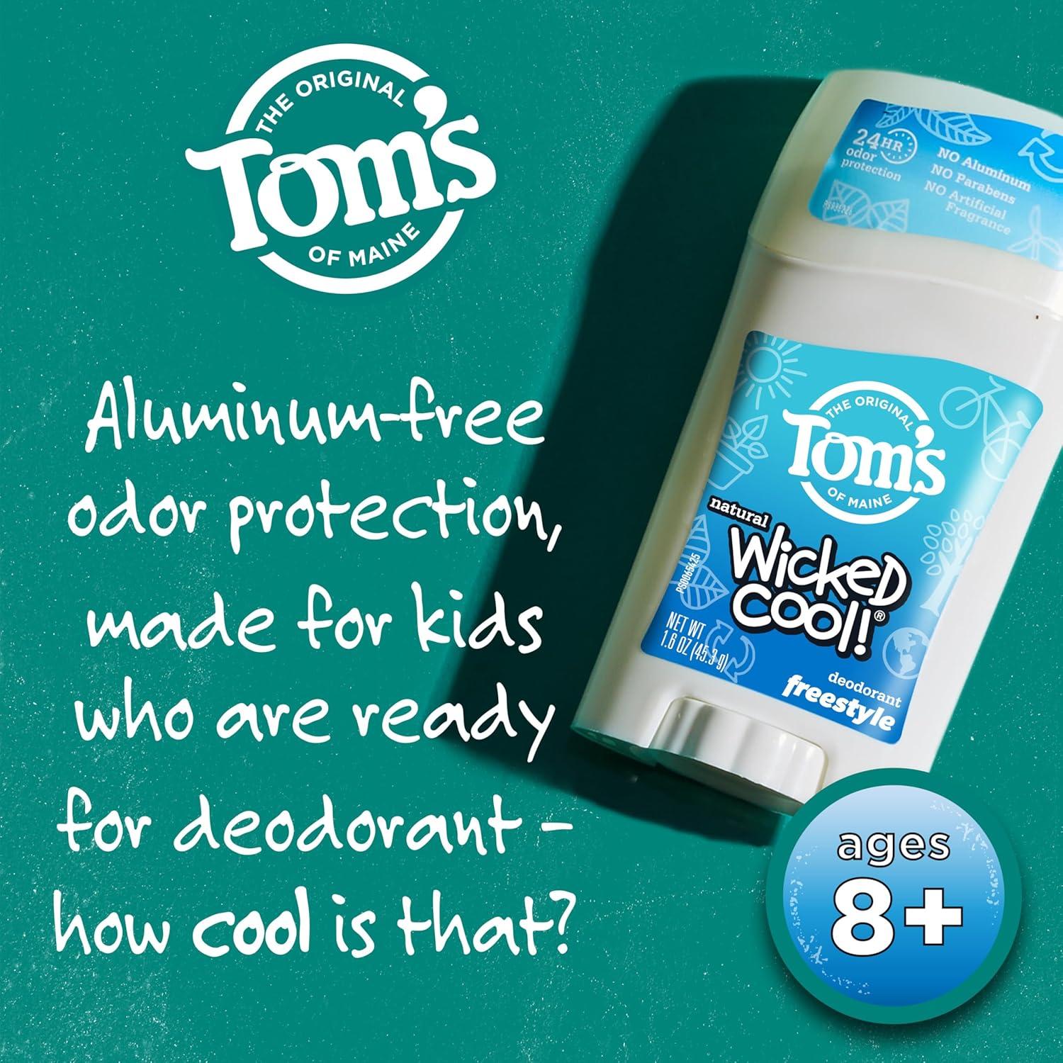 image:imageToms of Maine AluminumFree Wicked Cool Natural Deodorant for Kids Summer Fun 16 oz Pack of 3 Packaging May VaryFreestyle