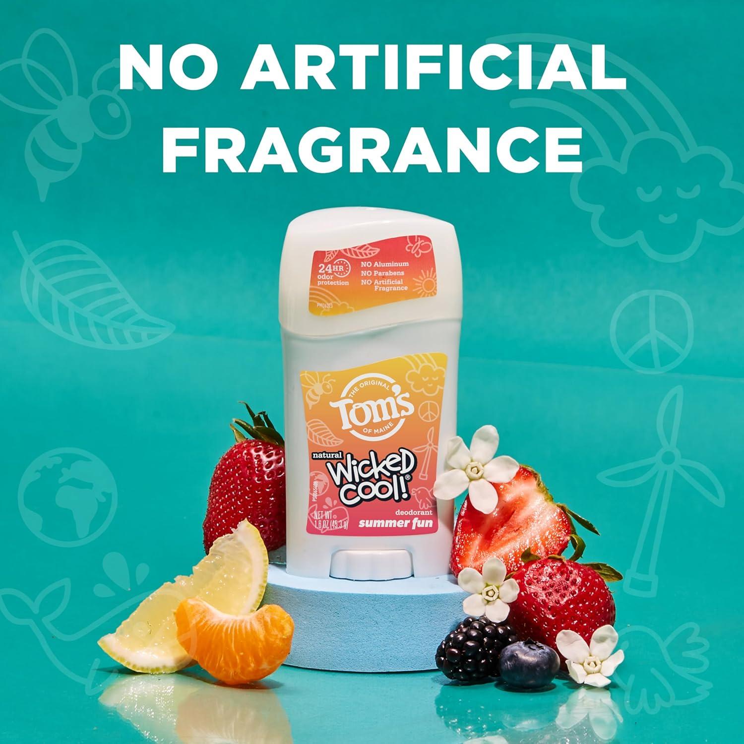 image:imageToms of Maine AluminumFree Wicked Cool Natural Deodorant for Kids Summer Fun 16 oz Pack of 3 Packaging May VarySummer Fun