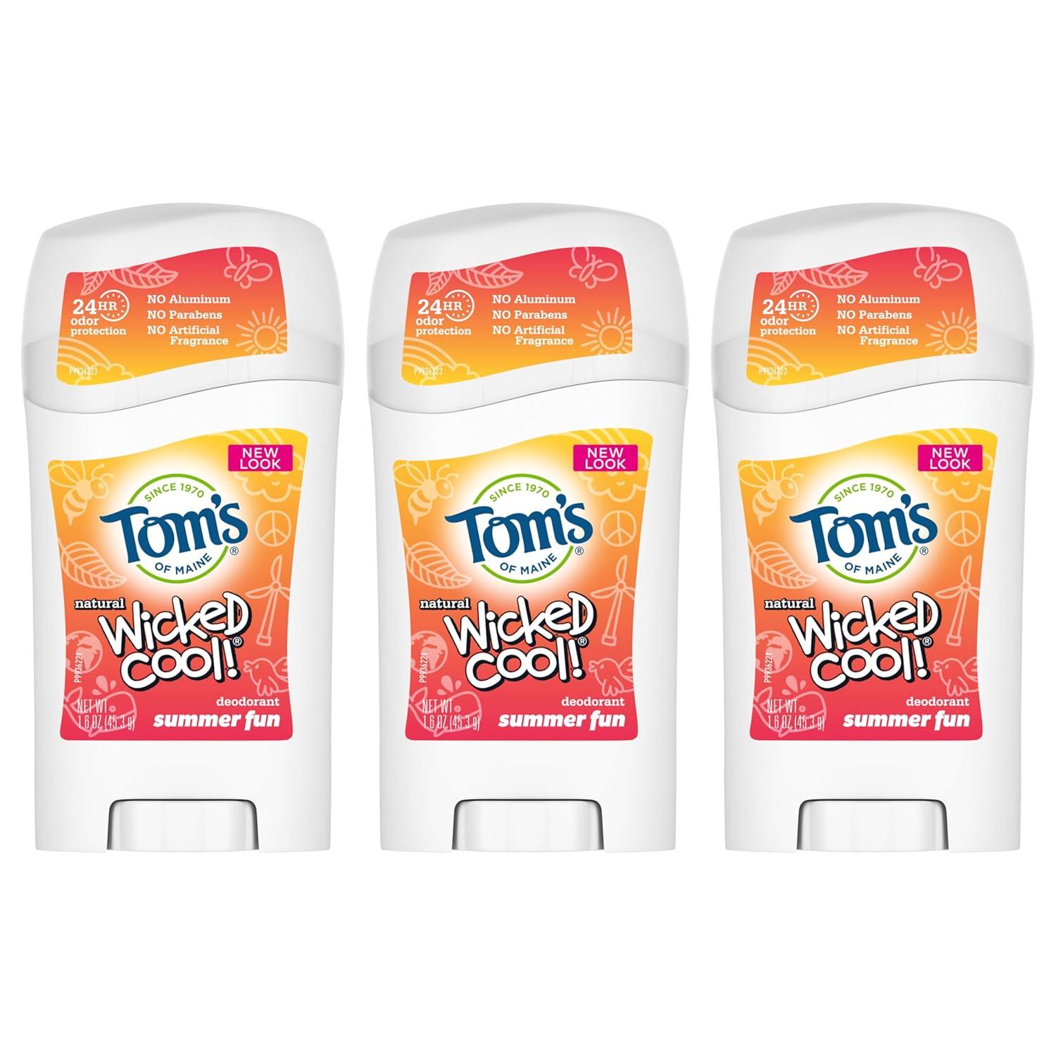 image:imageToms of Maine AluminumFree Wicked Cool Natural Deodorant for Kids Summer Fun 16 oz Pack of 3 Packaging May VarySummer Fun
