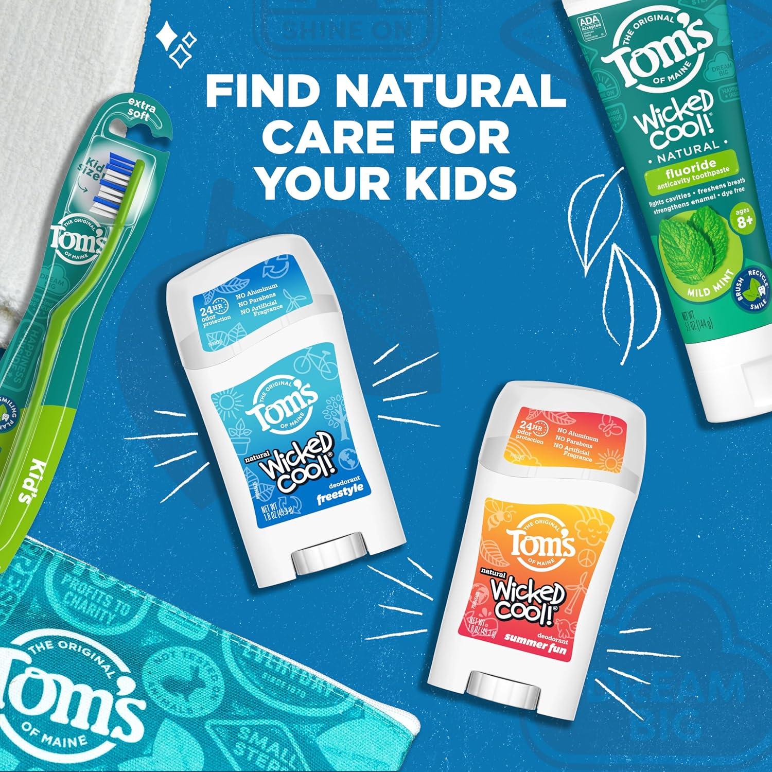 image:imageToms of Maine AluminumFree Wicked Cool Natural Deodorant for Kids Summer Fun 16 oz Pack of 3 Packaging May VarySummer Fun