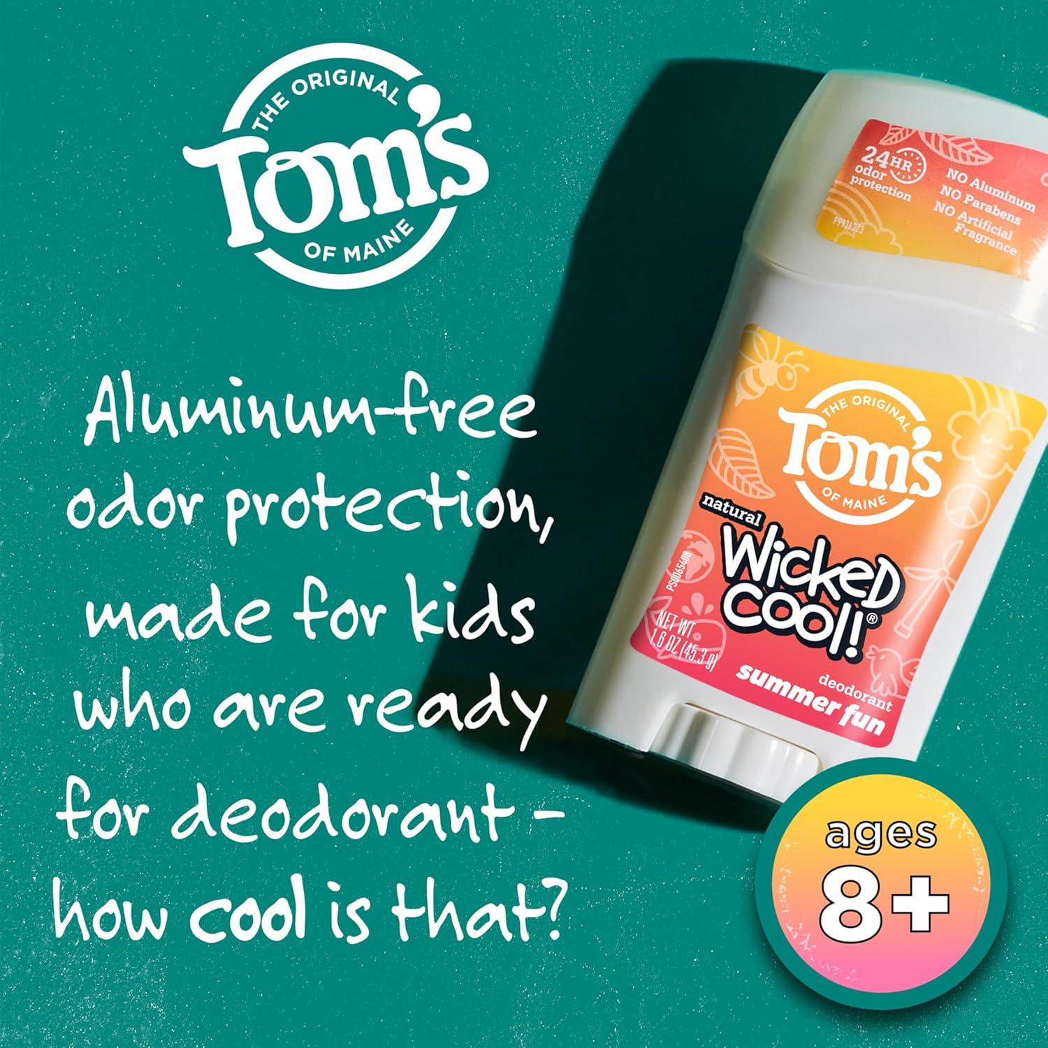 image:imageToms of Maine AluminumFree Wicked Cool Natural Deodorant for Kids Summer Fun 16 oz Pack of 3 Packaging May VarySummer Fun