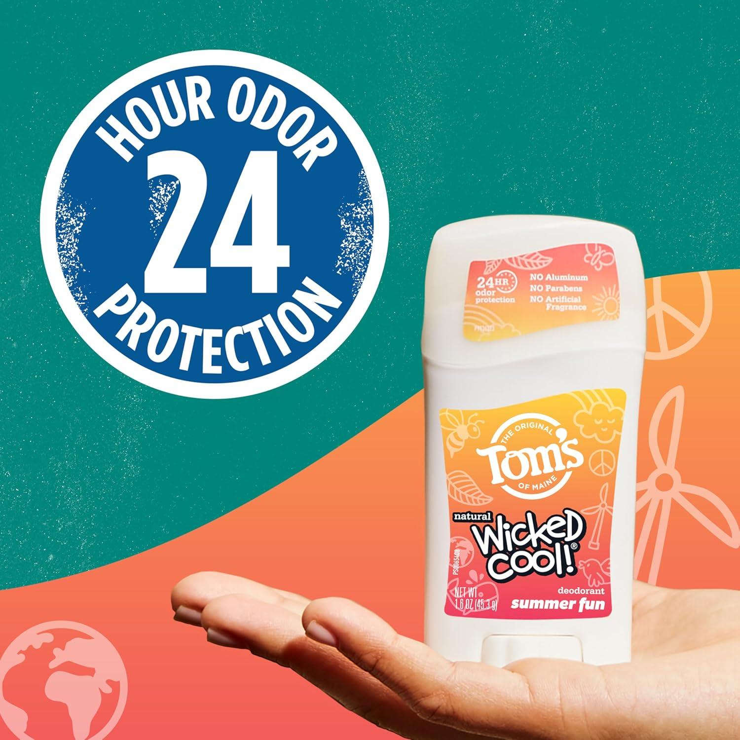 image:imageToms of Maine AluminumFree Wicked Cool Natural Deodorant for Kids Summer Fun 16 oz Pack of 3 Packaging May VarySummer Fun