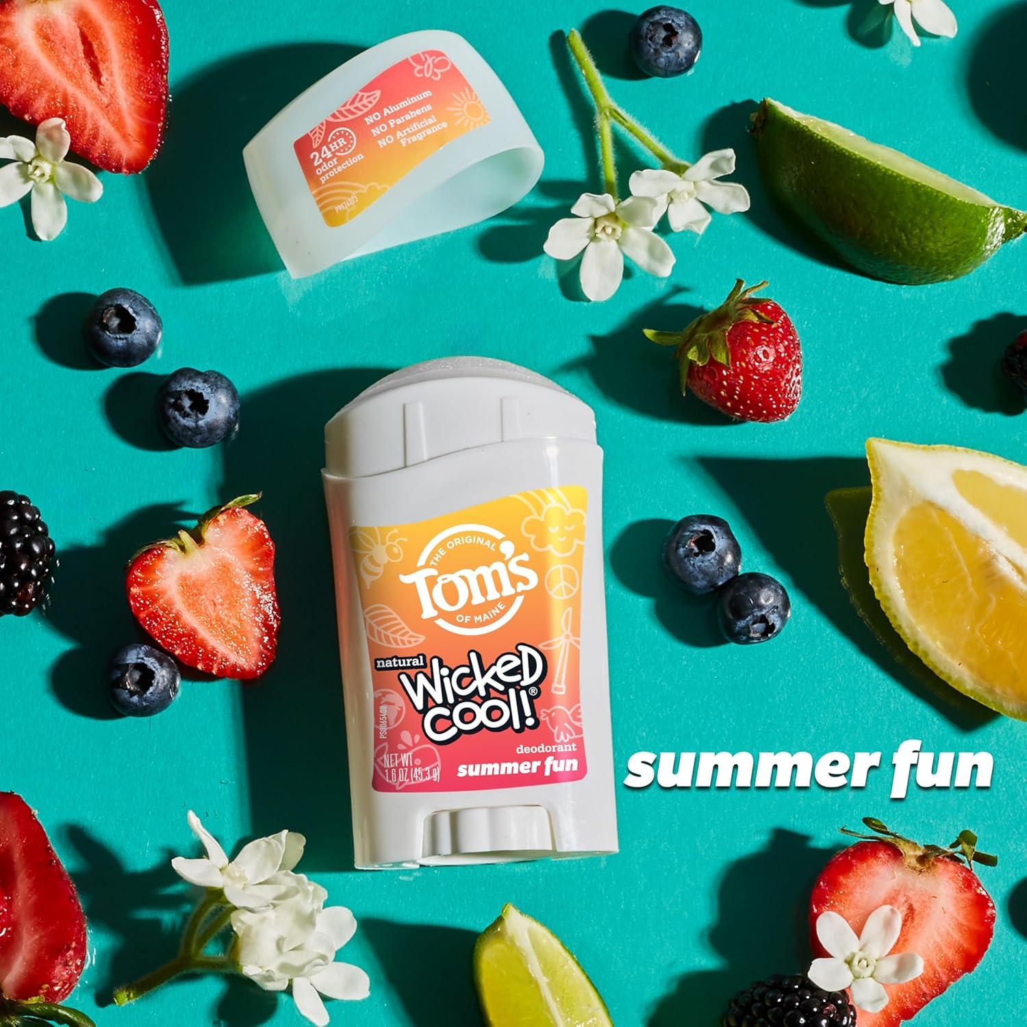 image:imageToms of Maine AluminumFree Wicked Cool Natural Deodorant for Kids Summer Fun 16 oz Pack of 3 Packaging May VarySummer Fun