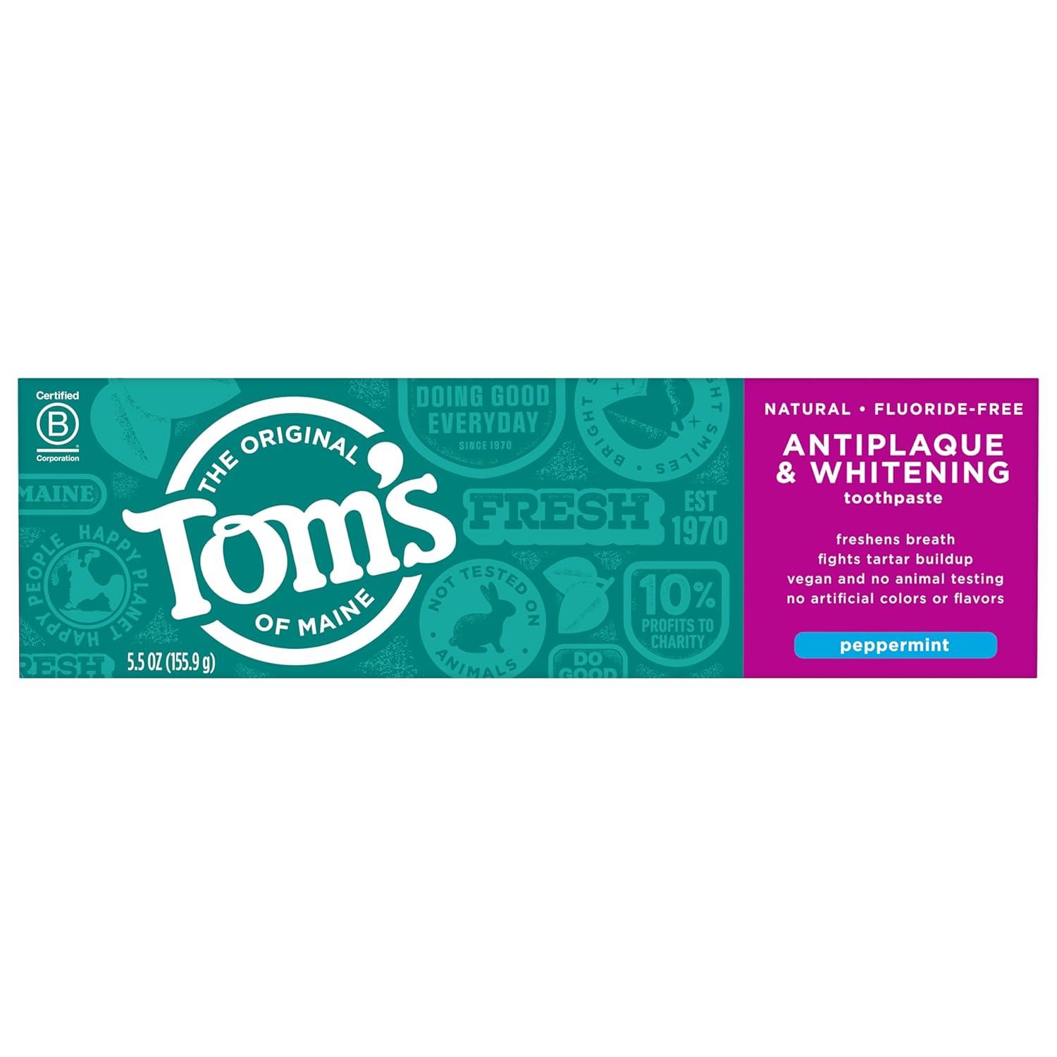 image:imageToms of Maine Antiplaque and Whitening Toothpaste Fluoride Free Fennel 3 Pack 45 OzPeppermint