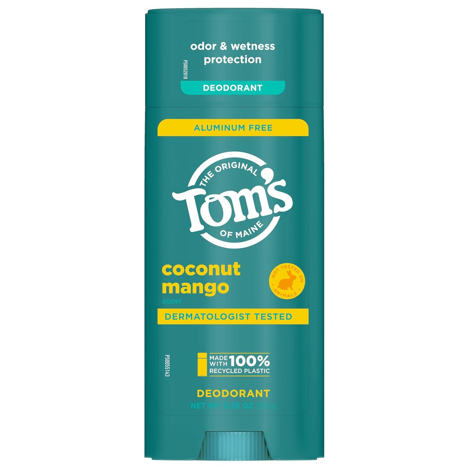 image:imageToms of Maine Cucumber Aloe Aluminum Free Natural Deodorant For Women amp Men Goes on Clear Odor amp Wetness Protection Naturally Derived and MoistureLocking Ingredients 325 ozCoconut Mango