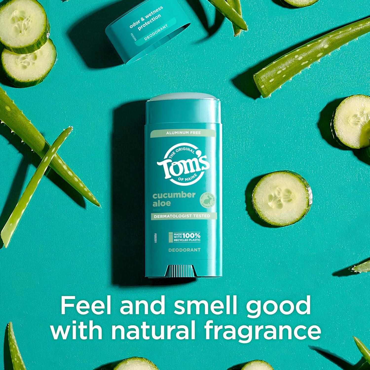image:imageToms of Maine Cucumber Aloe Aluminum Free Natural Deodorant For Women amp Men Goes on Clear Odor amp Wetness Protection Naturally Derived and MoistureLocking Ingredients 325 ozCucumber Aloe