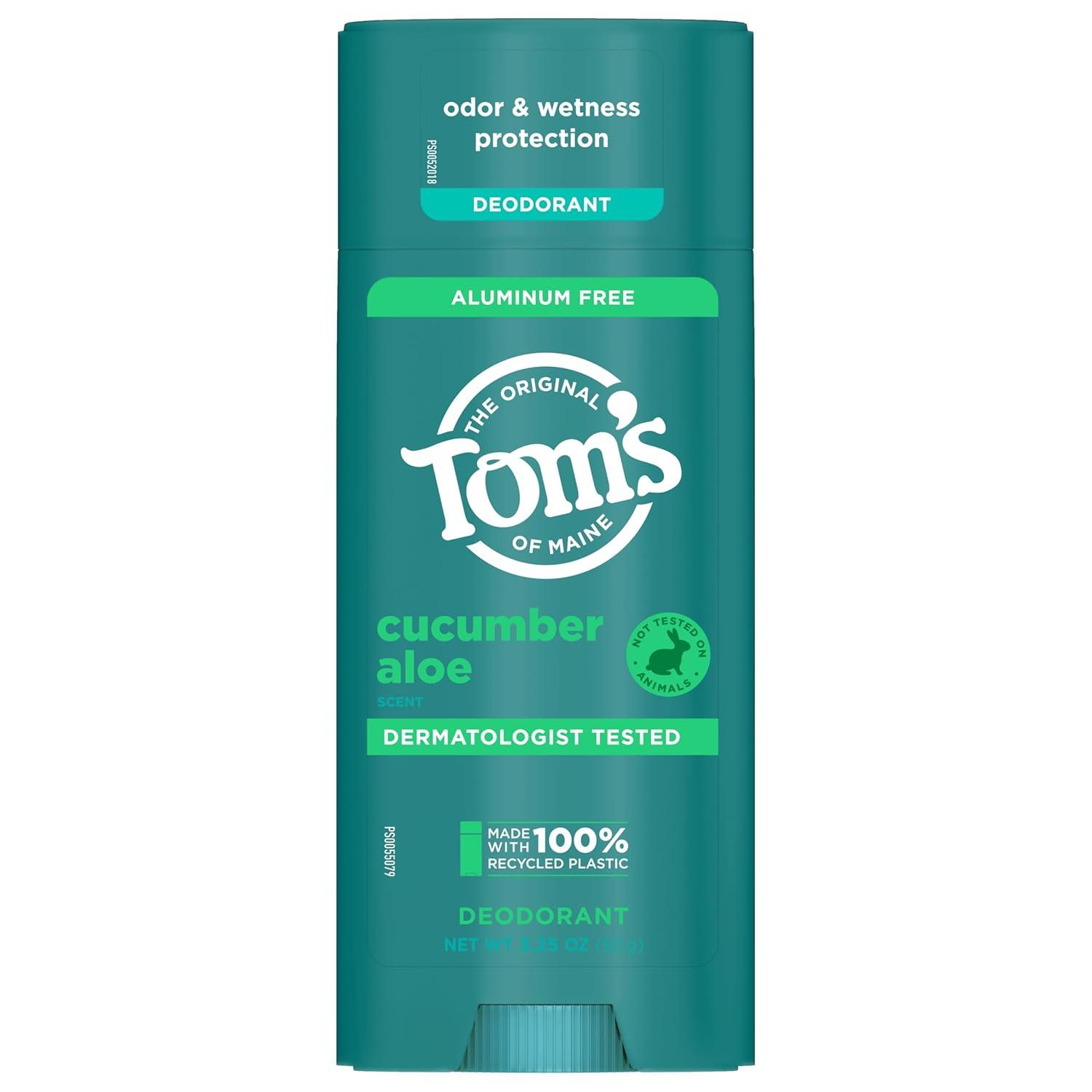 image:imageToms of Maine Cucumber Aloe Aluminum Free Natural Deodorant For Women amp Men Goes on Clear Odor amp Wetness Protection Naturally Derived and MoistureLocking Ingredients 325 ozCucumber Aloe