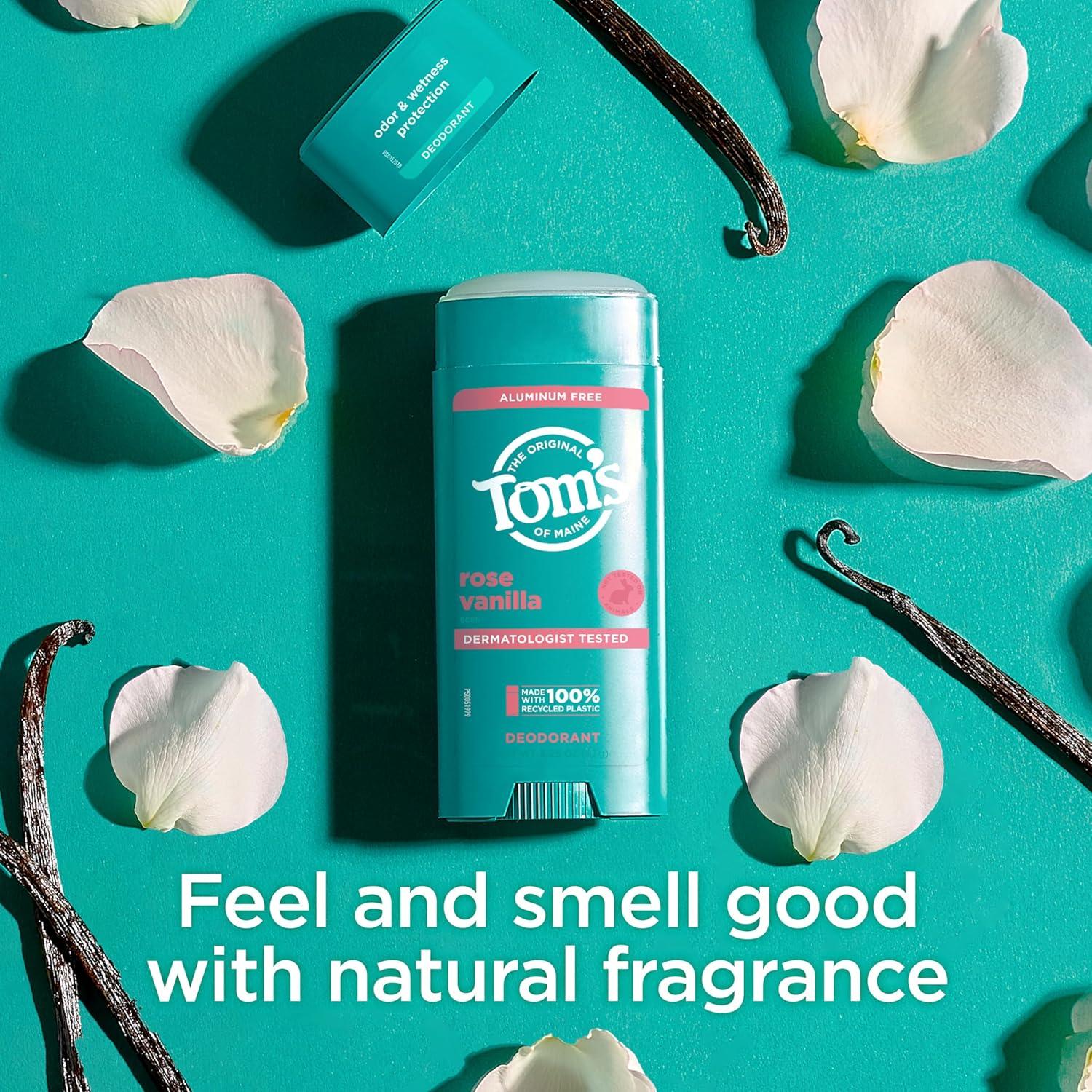 image:imageToms of Maine Cucumber Aloe Aluminum Free Natural Deodorant For Women amp Men Goes on Clear Odor amp Wetness Protection Naturally Derived and MoistureLocking Ingredients 325 ozRose Vanilla