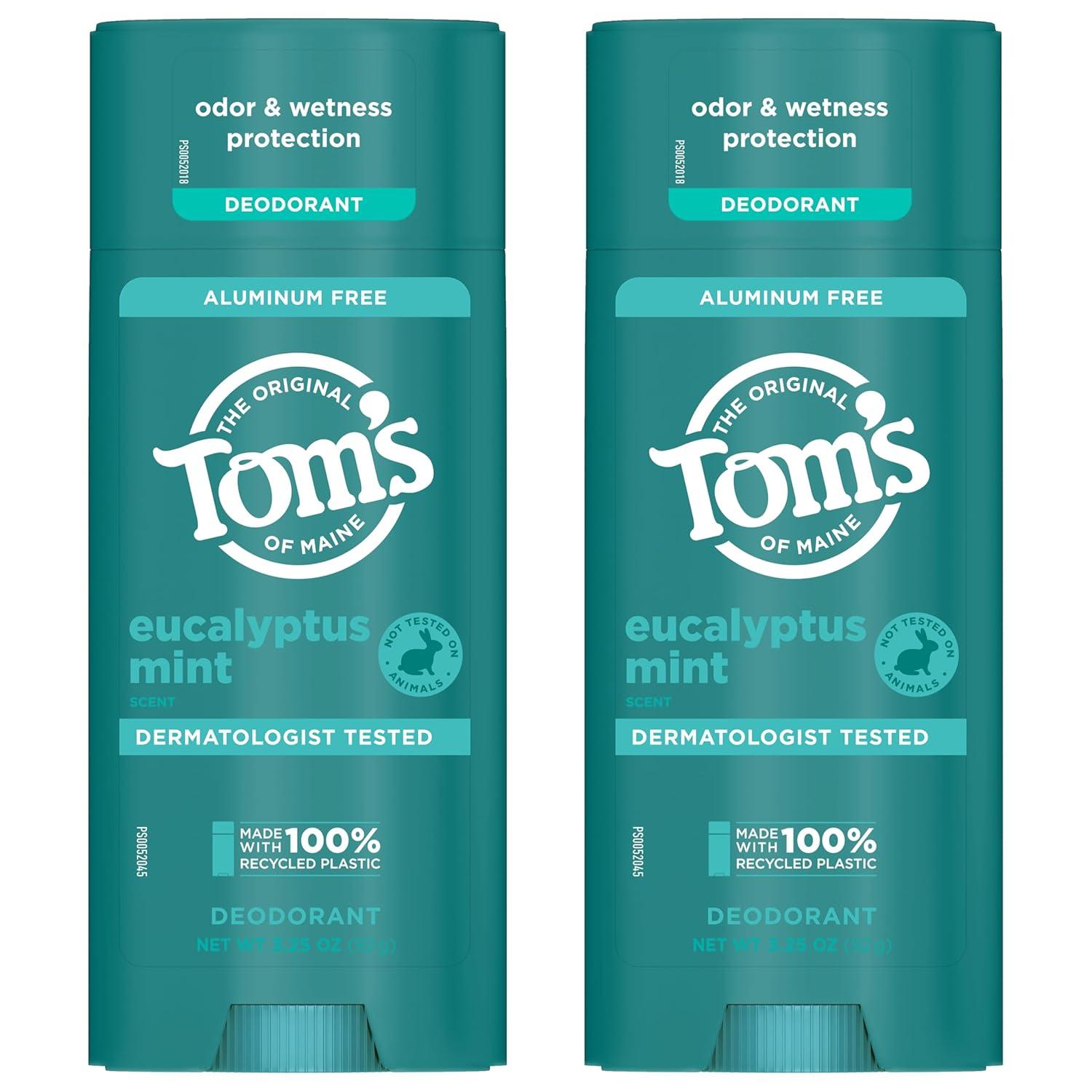 image:imageToms of Maine Cucumber Aloe Aluminum Free Natural Deodorant For Women amp Men Goes on Clear Odor amp Wetness Protection Naturally Derived and MoistureLocking Ingredients 325 oz 2 PackEucalyptus Mint