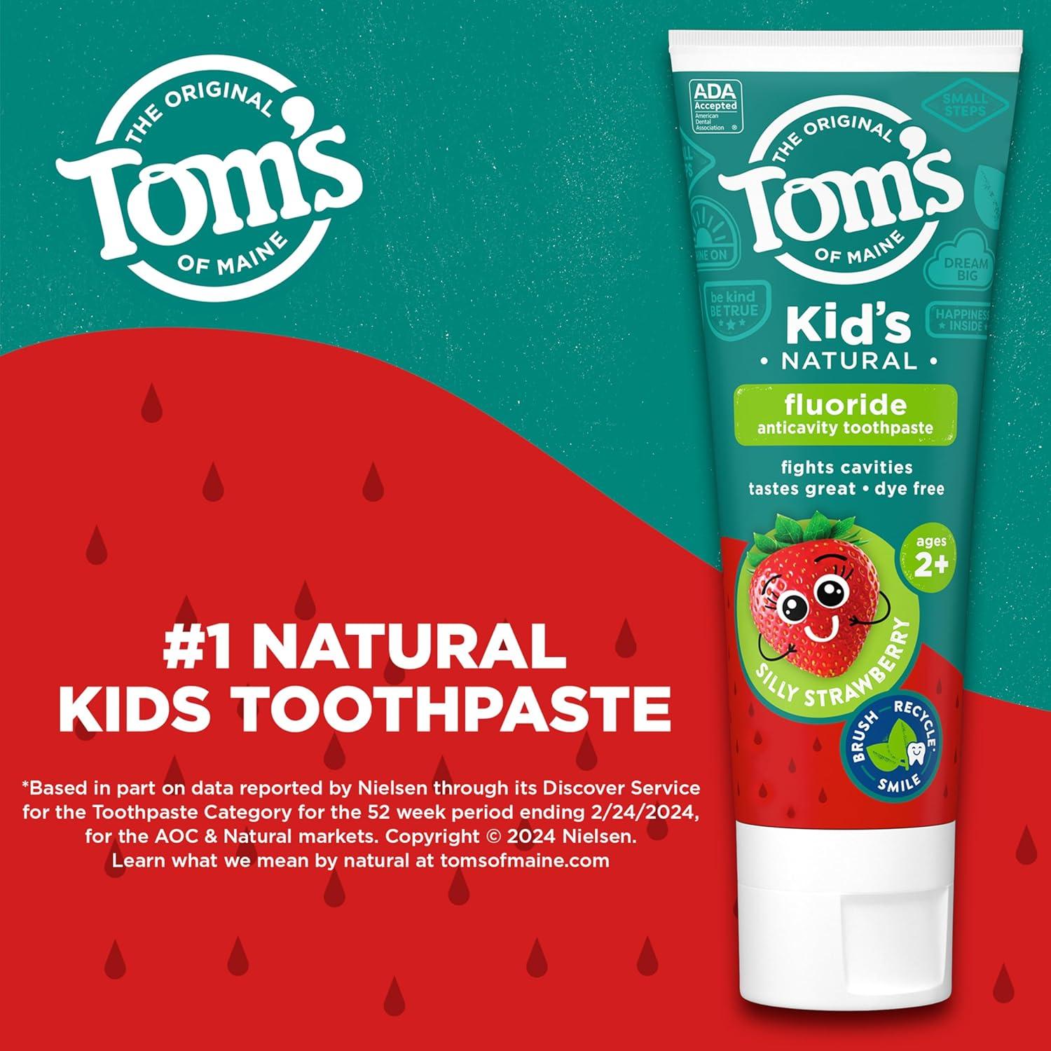 image:imageToms of Maine Kids Natural Toothpaste with Fluoride for Ages 2 ADA Approved Outrageous Orange Mango 51 ounces 3 PackStrawberry