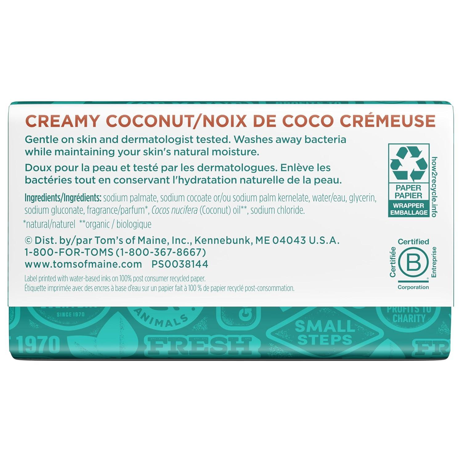 image:imageToms of Maine Natural Beauty Bar Soap Creamy Coconut With Virgin Coconut Oil 5 oz 6Pack Packaging May VaryCoconut