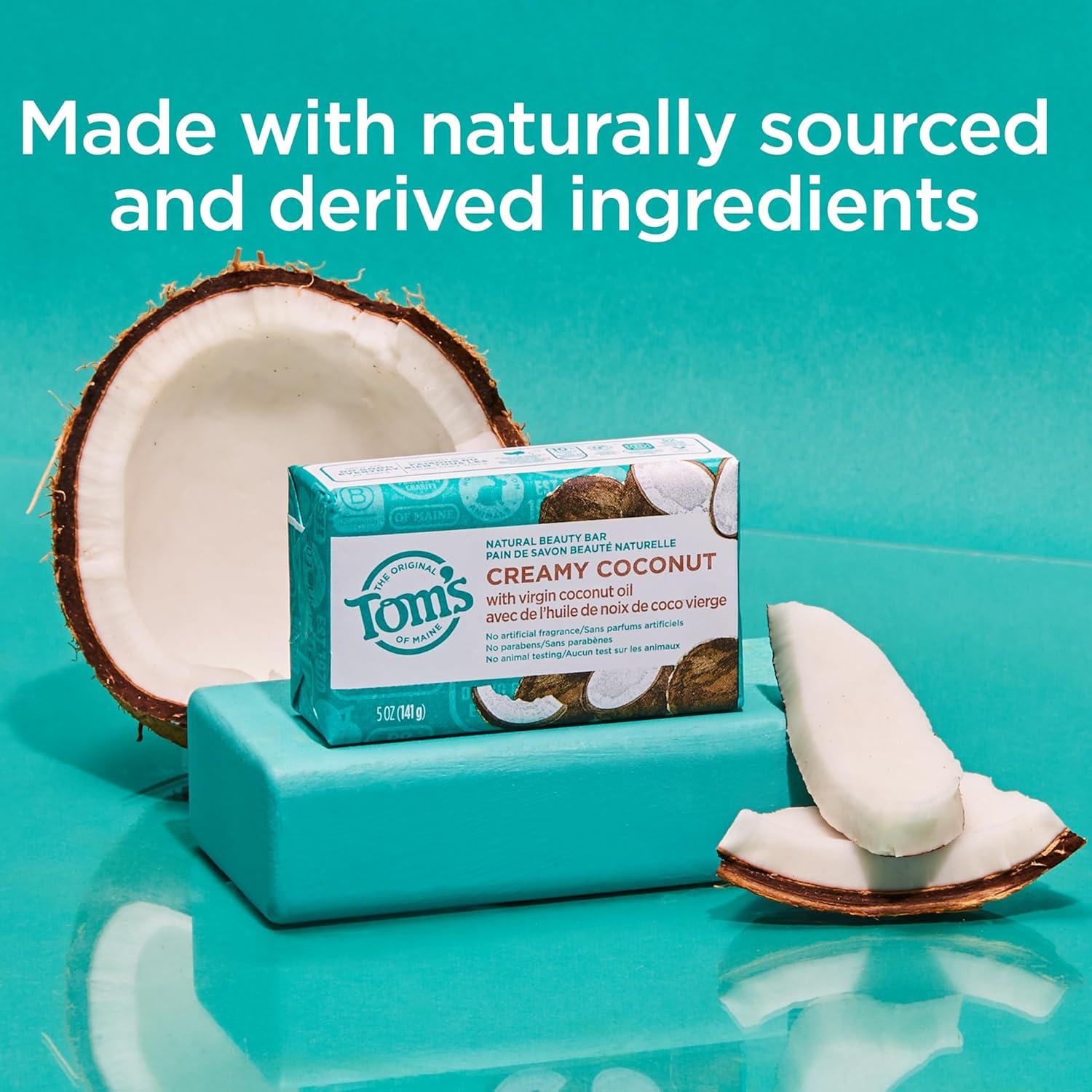image:imageToms of Maine Natural Beauty Bar Soap Creamy Coconut With Virgin Coconut Oil 5 oz 6Pack Packaging May VaryCoconut
