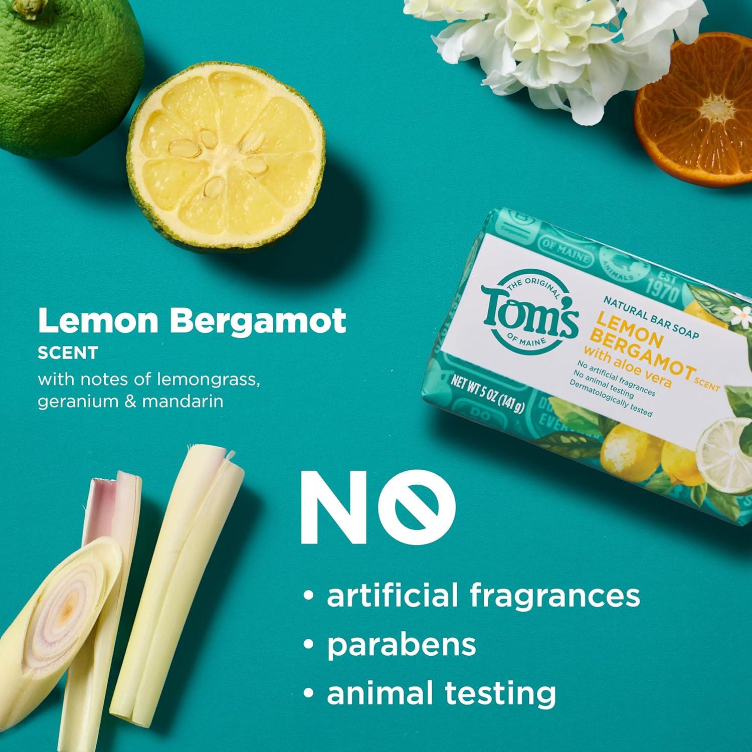 image:imageToms of Maine Natural Beauty Bar Soap Creamy Coconut With Virgin Coconut Oil 5 oz 6Pack Packaging May VaryLemon Bergamot