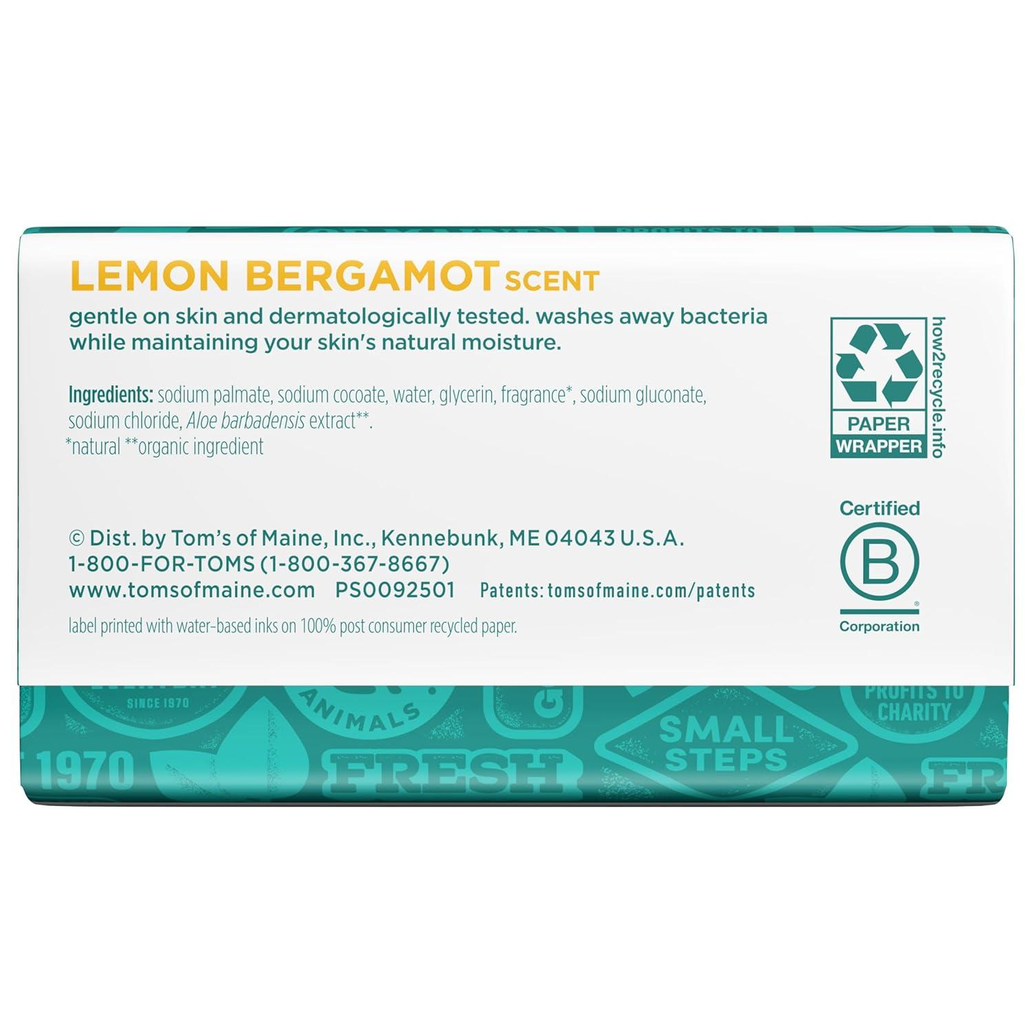 image:imageToms of Maine Natural Beauty Bar Soap Creamy Coconut With Virgin Coconut Oil 5 oz 6Pack Packaging May VaryLemon Bergamot