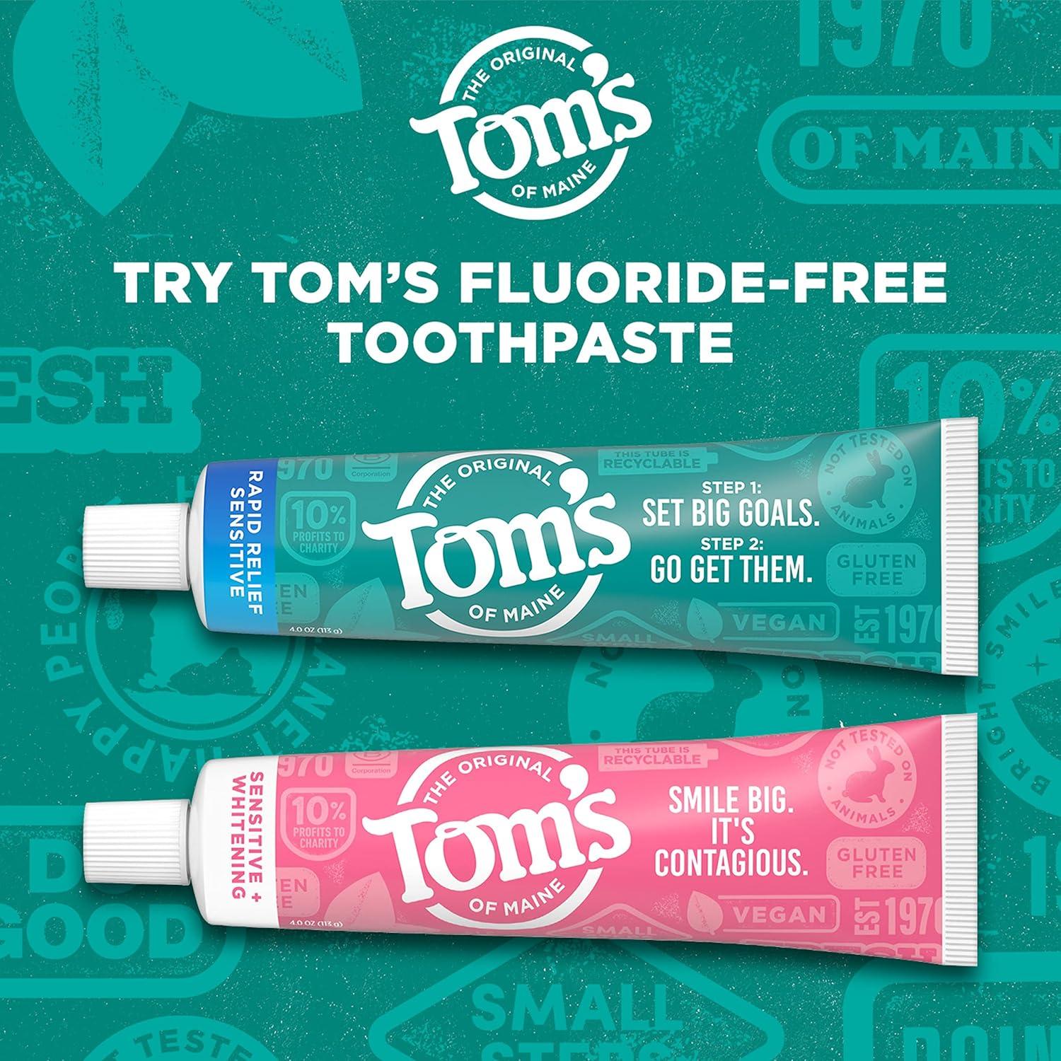 image:imageToms of Maine Rapid Relief Plus Sensitive Toothpaste Fluoride Free 45 Oz 3 Pack Sensitive Teeth Toothpaste Enamel Safe Builds Arginine and Calcium Shield Around Teeth Gentle MintSensitive