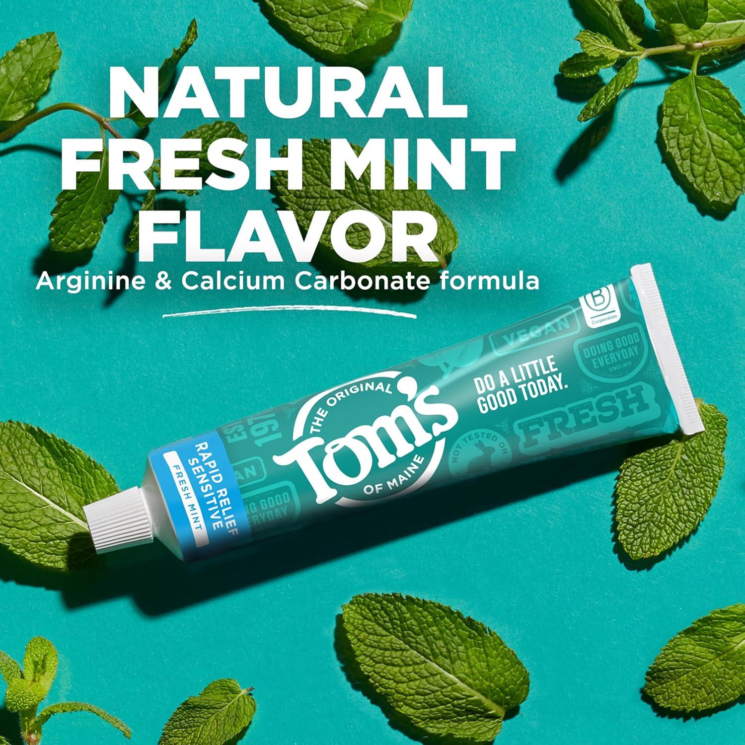 image:imageToms of Maine Rapid Relief Plus Sensitive Toothpaste Fluoride Free 45 Oz 3 Pack Sensitive Teeth Toothpaste Enamel Safe Builds Arginine and Calcium Shield Around Teeth Gentle MintRapid Relief