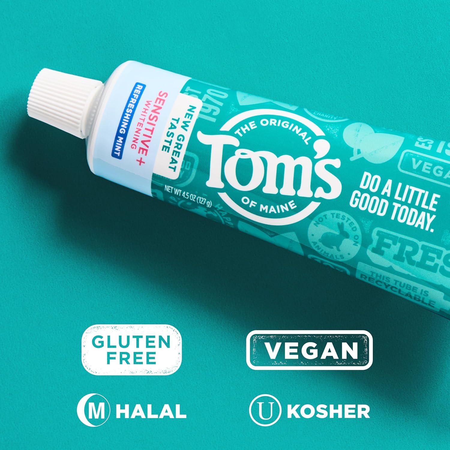 image:imageToms of Maine Rapid Relief Plus Sensitive Toothpaste Fluoride Free 45 Oz 3 Pack Sensitive Teeth Toothpaste Enamel Safe Builds Arginine and Calcium Shield Around Teeth Gentle MintSensitive Whitening