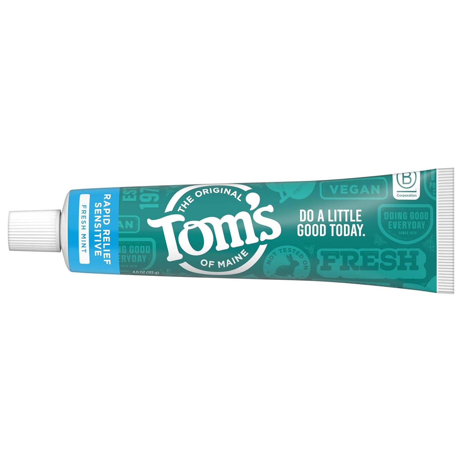 image:imageToms of Maine Rapid Relief Plus Sensitive Toothpaste Fluoride Free 45 Oz 3 Pack Sensitive Teeth Toothpaste Enamel Safe Builds Arginine and Calcium Shield Around Teeth Gentle MintRapid Relief