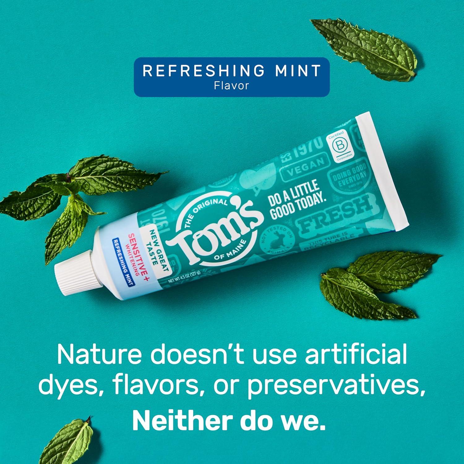 image:imageToms of Maine Rapid Relief Plus Sensitive Toothpaste Fluoride Free 45 Oz 3 Pack Sensitive Teeth Toothpaste Enamel Safe Builds Arginine and Calcium Shield Around Teeth Gentle MintSensitive Whitening