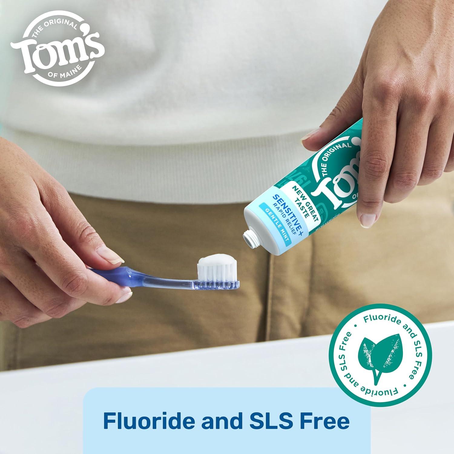 image:imageToms of Maine Rapid Relief Plus Sensitive Toothpaste Fluoride Free 45 Oz 3 Pack Sensitive Teeth Toothpaste Enamel Safe Builds Arginine and Calcium Shield Around Teeth Gentle MintSensitive Rapid Relief