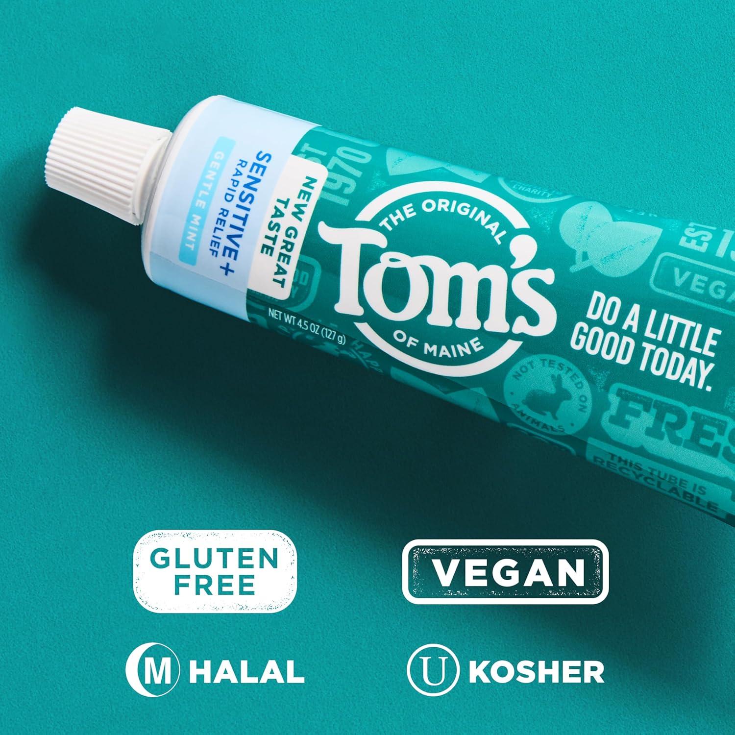 image:imageToms of Maine Rapid Relief Plus Sensitive Toothpaste Fluoride Free 45 Oz 3 Pack Sensitive Teeth Toothpaste Enamel Safe Builds Arginine and Calcium Shield Around Teeth Gentle MintSensitive Rapid Relief
