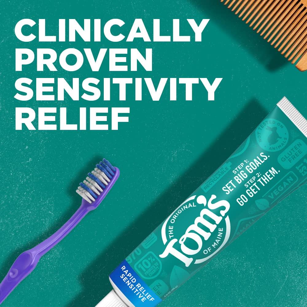 image:imageToms of Maine Rapid Relief Plus Sensitive Toothpaste Fluoride Free 45 Oz 3 Pack Sensitive Teeth Toothpaste Enamel Safe Builds Arginine and Calcium Shield Around Teeth Gentle MintRapid Relief
