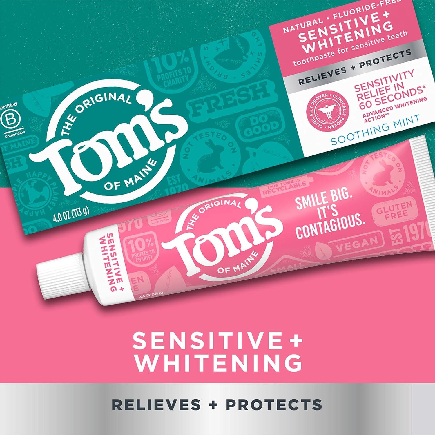 image:imageToms of Maine Rapid Relief Plus Sensitive Toothpaste Fluoride Free 45 Oz 3 Pack Sensitive Teeth Toothpaste Enamel Safe Builds Arginine and Calcium Shield Around Teeth Gentle MintSensitive