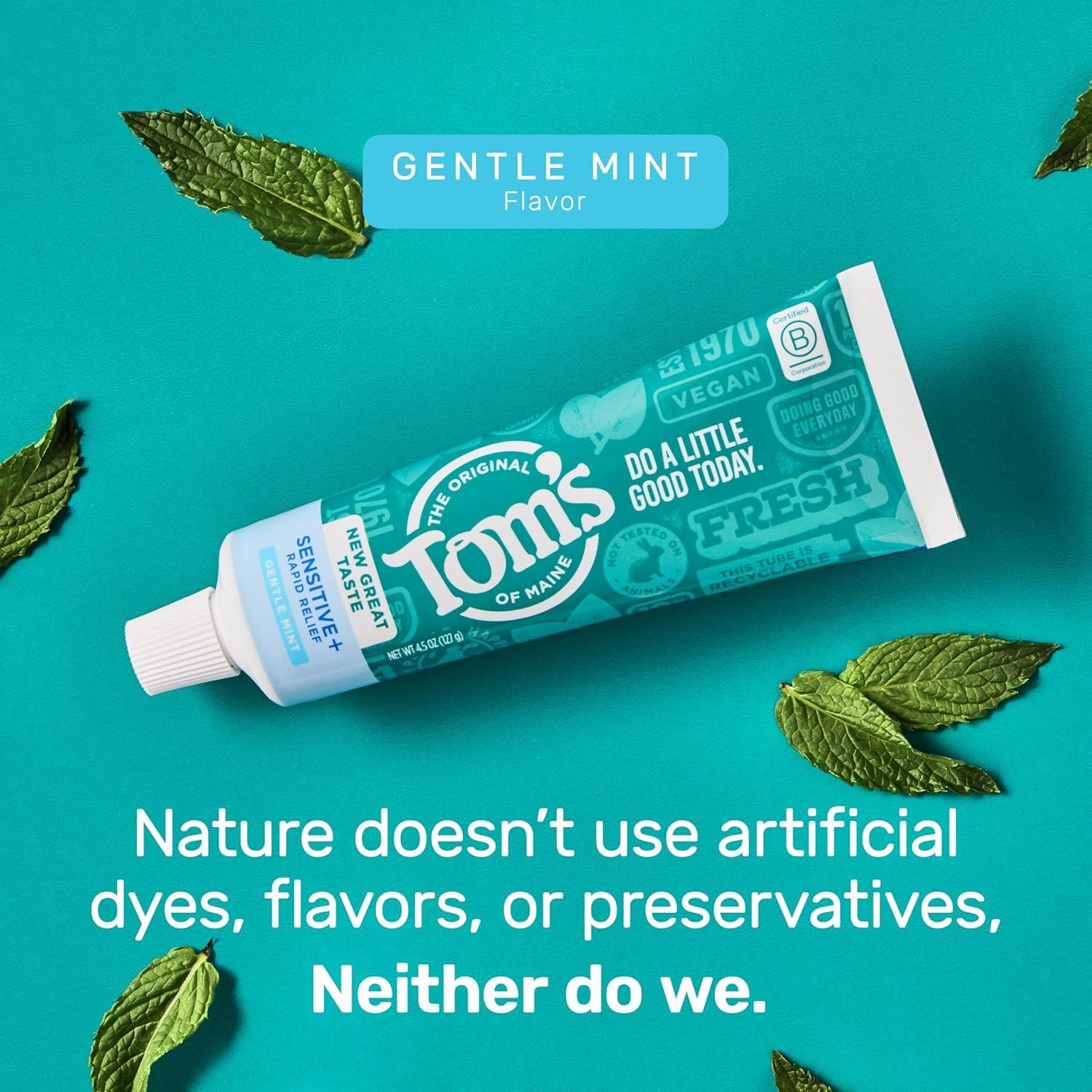 image:imageToms of Maine Rapid Relief Plus Sensitive Toothpaste Fluoride Free 45 Oz 3 Pack Sensitive Teeth Toothpaste Enamel Safe Builds Arginine and Calcium Shield Around Teeth Gentle MintSensitive Rapid Relief