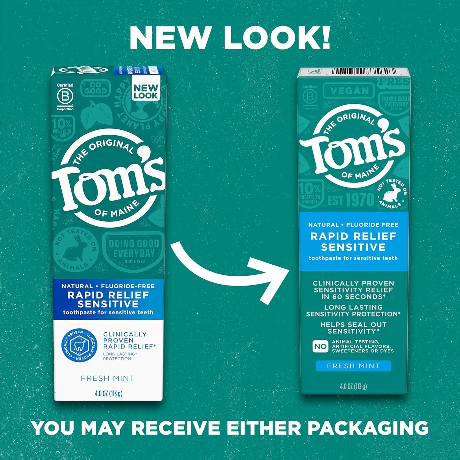 image:imageToms of Maine Rapid Relief Plus Sensitive Toothpaste Fluoride Free 45 Oz 3 Pack Sensitive Teeth Toothpaste Enamel Safe Builds Arginine and Calcium Shield Around Teeth Gentle MintRapid Relief