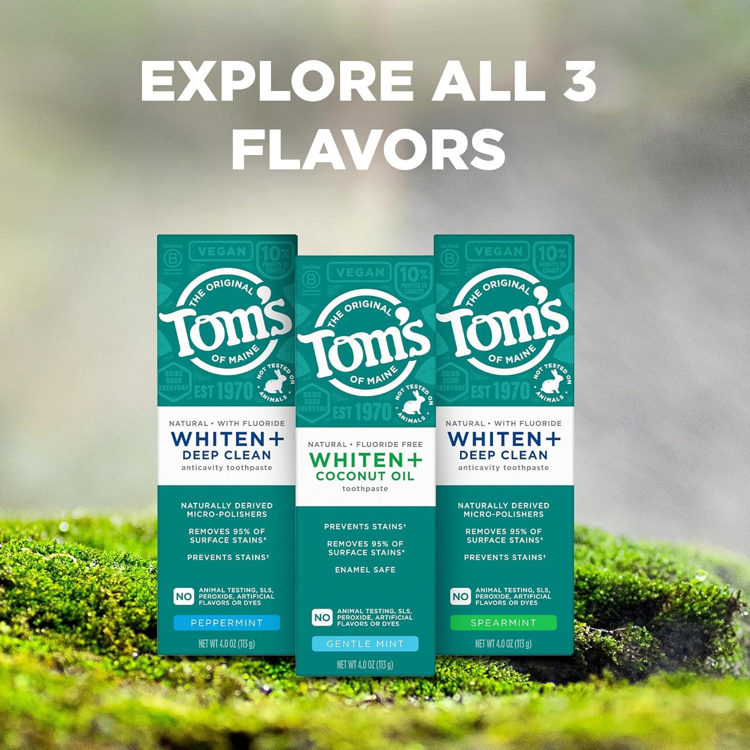 image:imageToms of Maine Whiten Plus Deep Clean Whitening Toothpaste Natural Whitening Toothpaste with PlantBased Cleansers Enamel Safe Formula Whitens Without Causing Sensitivity Spearmint 40 OzSpearmint Fluoride
