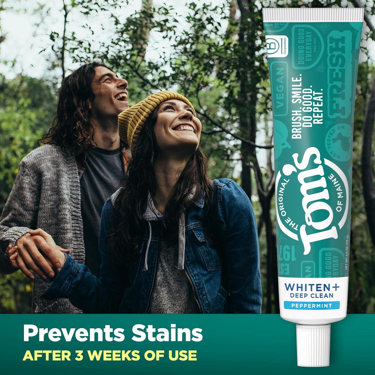 image:imageToms of Maine Whiten Plus Deep Clean Whitening Toothpaste Natural Whitening Toothpaste with PlantBased Cleansers Enamel Safe Formula Whitens Without Causing Sensitivity Spearmint 40 OzPeppermint Fluoride