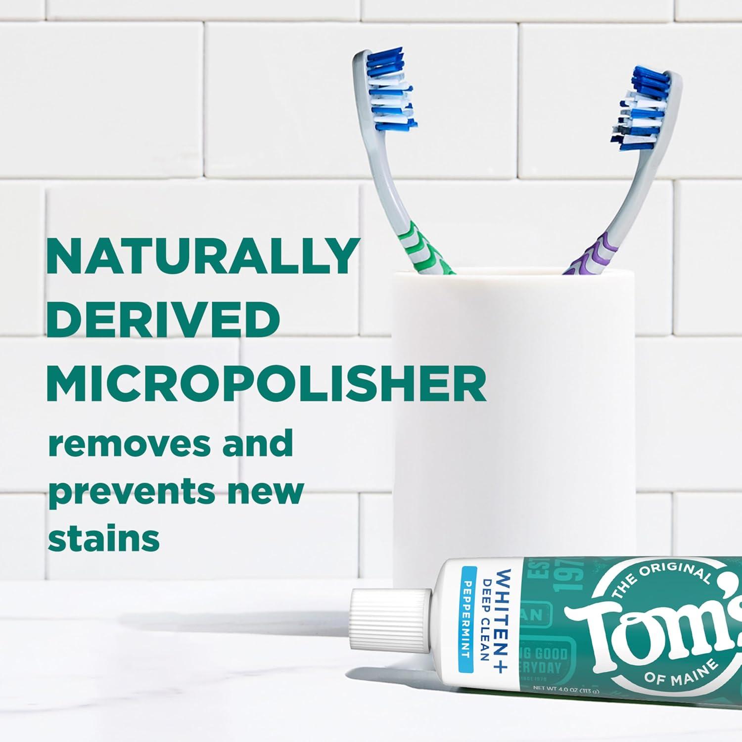 image:imageToms of Maine Whiten Plus Deep Clean Whitening Toothpaste Natural Whitening Toothpaste with PlantBased Cleansers Enamel Safe Formula Whitens Without Causing Sensitivity Spearmint 40 OzPeppermint