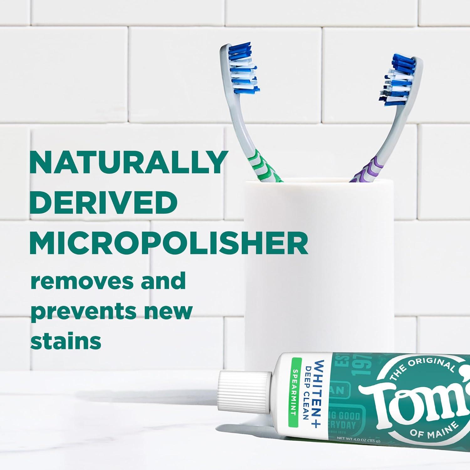 image:imageToms of Maine Whiten Plus Deep Clean Whitening Toothpaste Natural Whitening Toothpaste with PlantBased Cleansers Enamel Safe Formula Whitens Without Causing Sensitivity Spearmint 40 OzSpearmint Fluoride