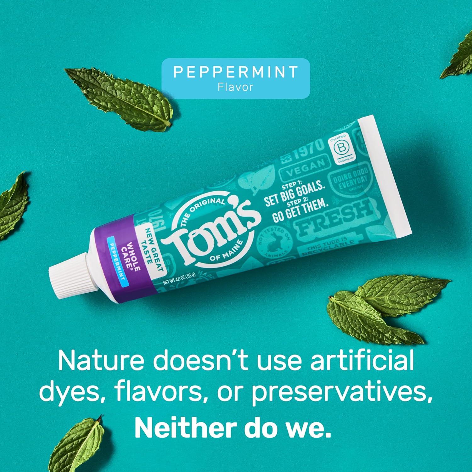 image:imageToms of Maine Whole Care Natural Toothpaste with Fluoride Peppermint 4 oz 3Pack Packaging May VaryPeppermint
