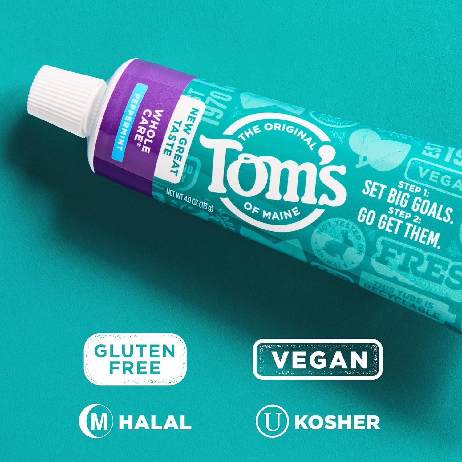 image:imageToms of Maine Whole Care Natural Toothpaste with Fluoride Peppermint 4 oz 3Pack Packaging May VaryPeppermint