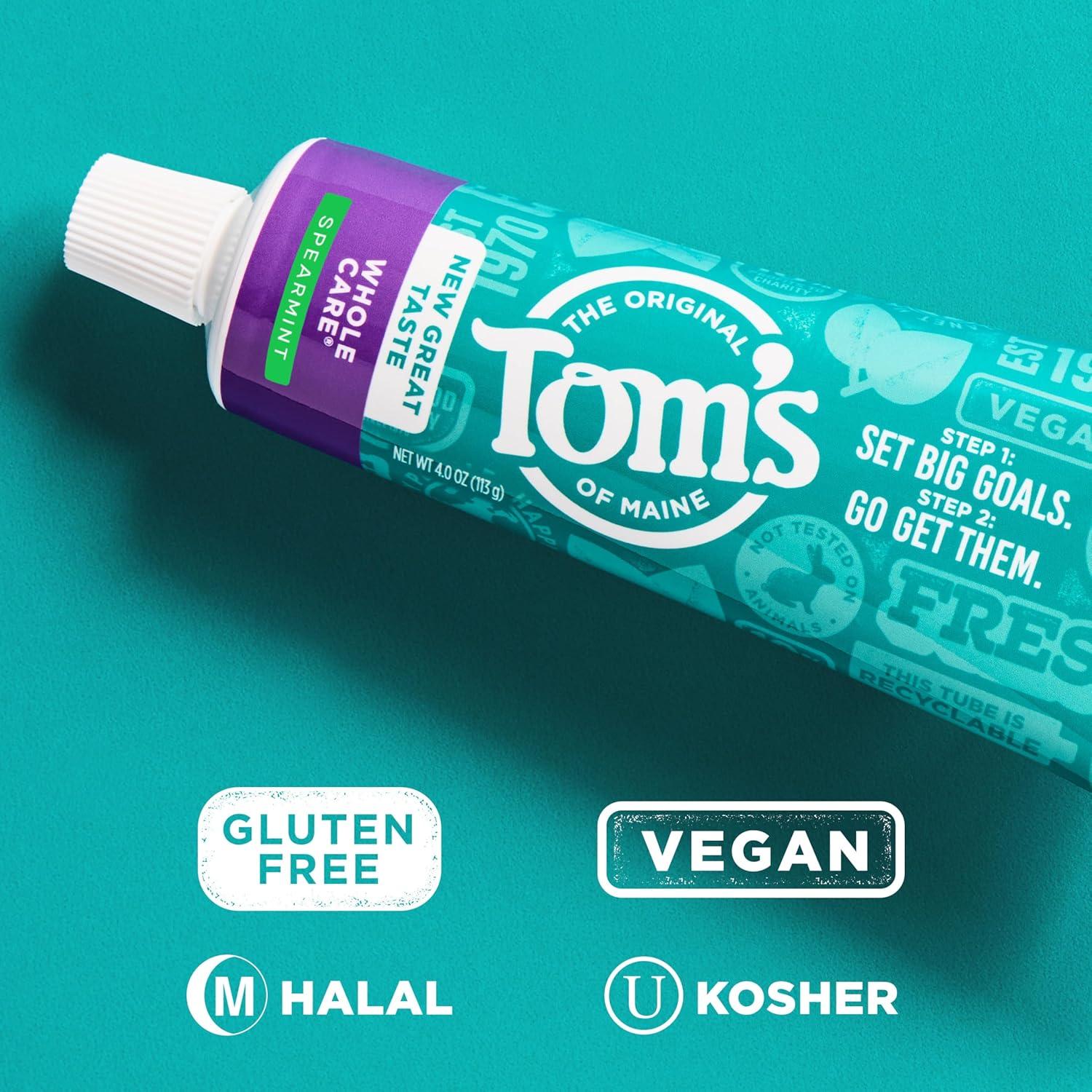 image:imageToms of Maine Whole Care Natural Toothpaste with Fluoride Peppermint 4 oz 3Pack Packaging May VarySpearmint