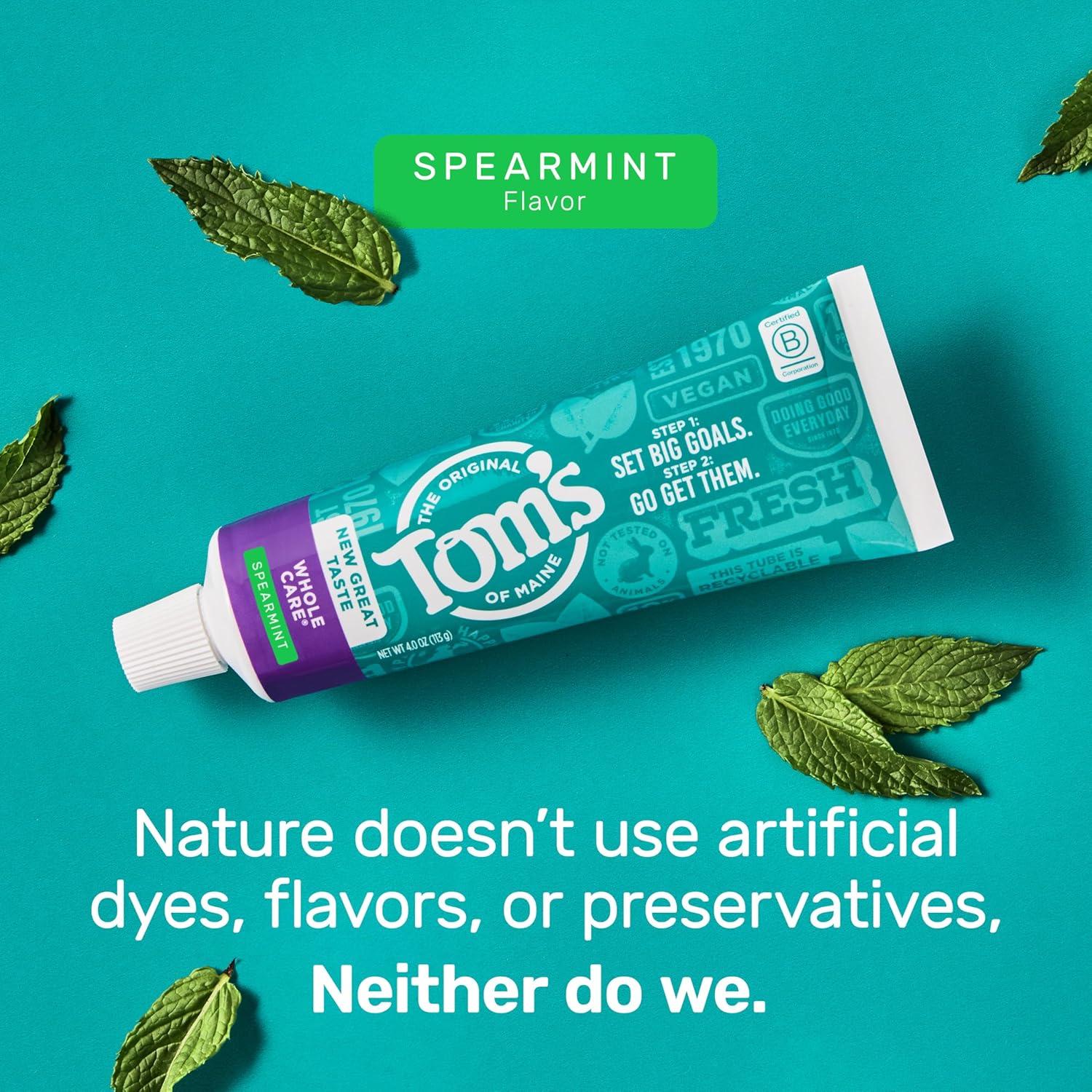 image:imageToms of Maine Whole Care Natural Toothpaste with Fluoride Peppermint 4 oz 3Pack Packaging May VarySpearmint