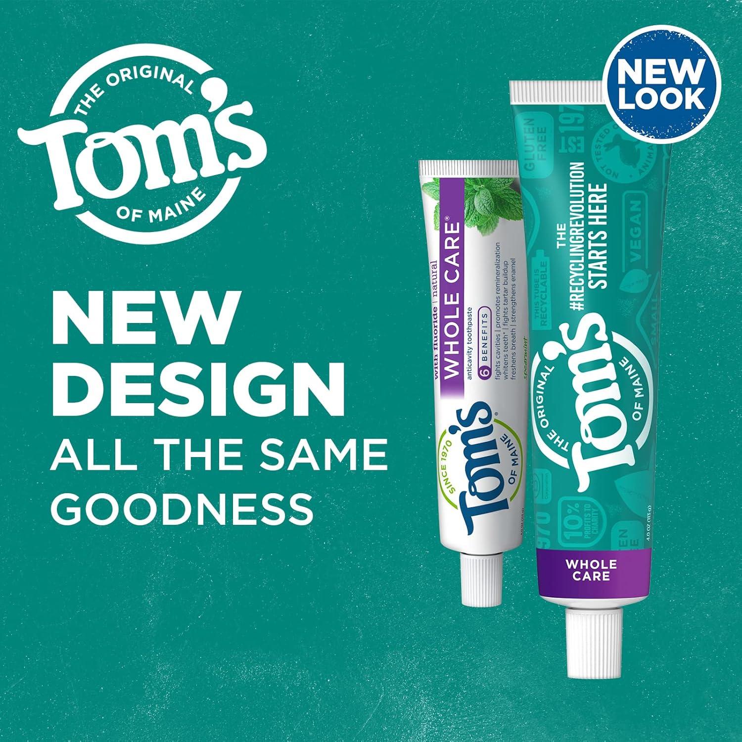 image:imageToms of Maine Whole Care Natural Toothpaste with Fluoride Peppermint 4 oz 3Pack Packaging May VaryWintermint