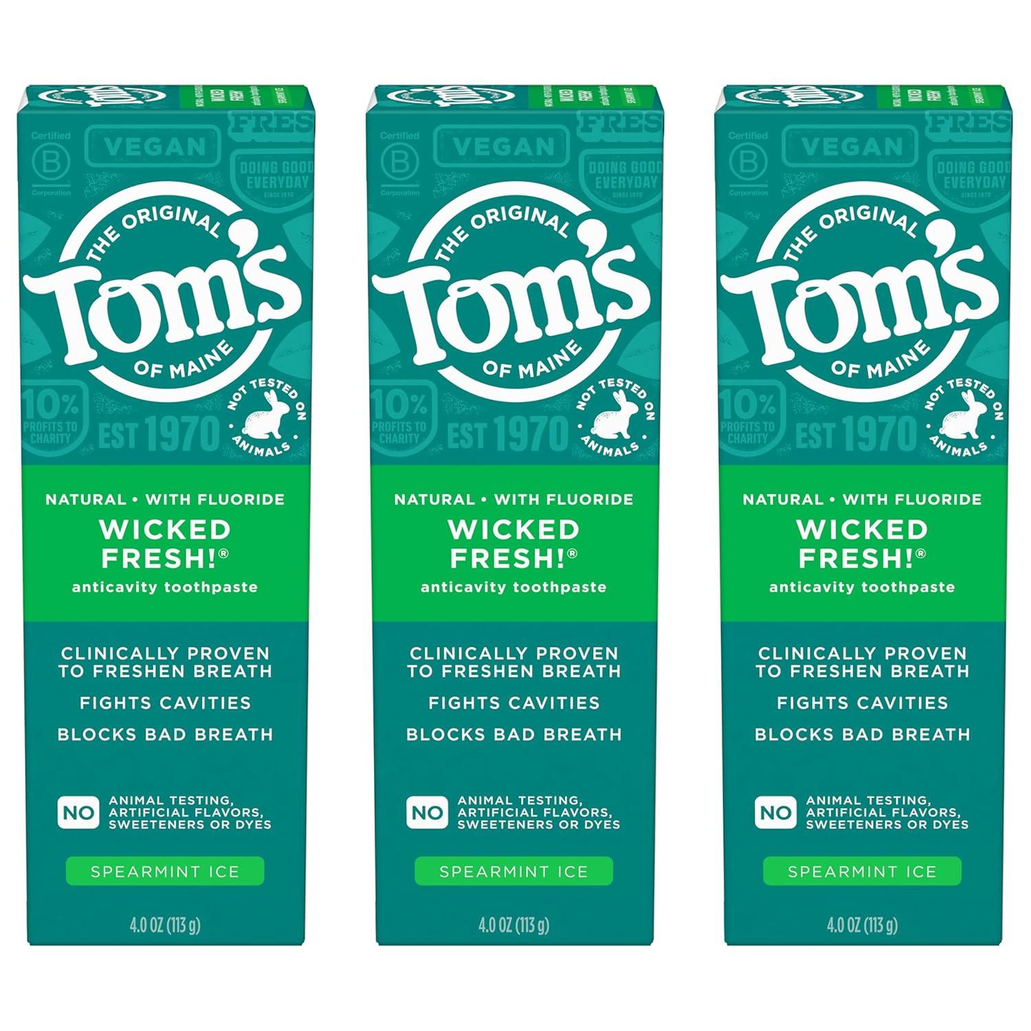 image:imageToms of Maine Wicked Fresh Natural Anticavity Toothpaste with Fluoride 3 Pack 40ozSpearmint