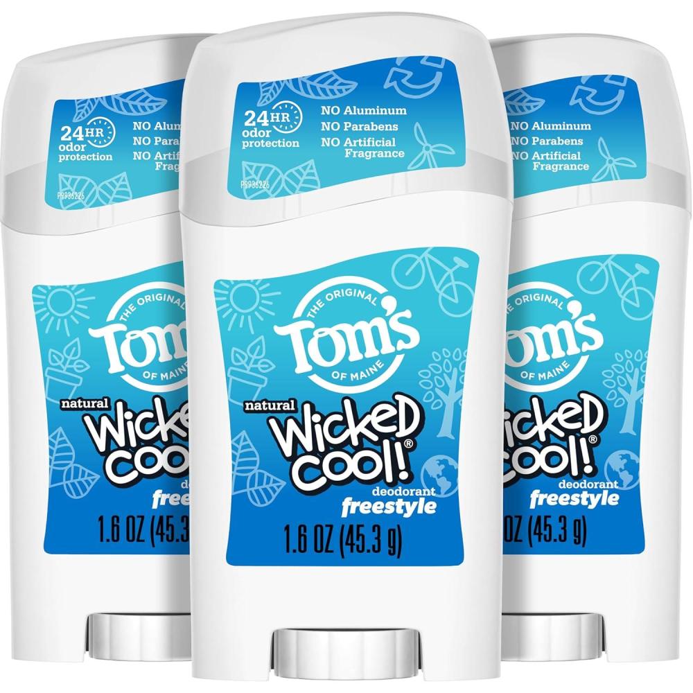 image:imageToms of Maine AluminumFree Wicked Cool Natural Deodorant for Kids Summer Fun 16 oz Pack of 3 Packaging May VaryFreestyle