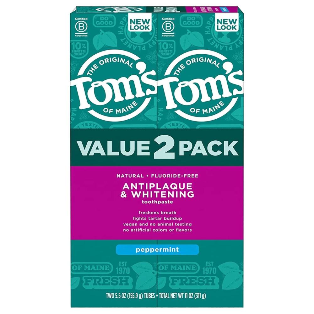 image:imageToms of Maine Antiplaque and Whitening Toothpaste Fluoride Free Fennel 3 Pack 45 OzPeppermint