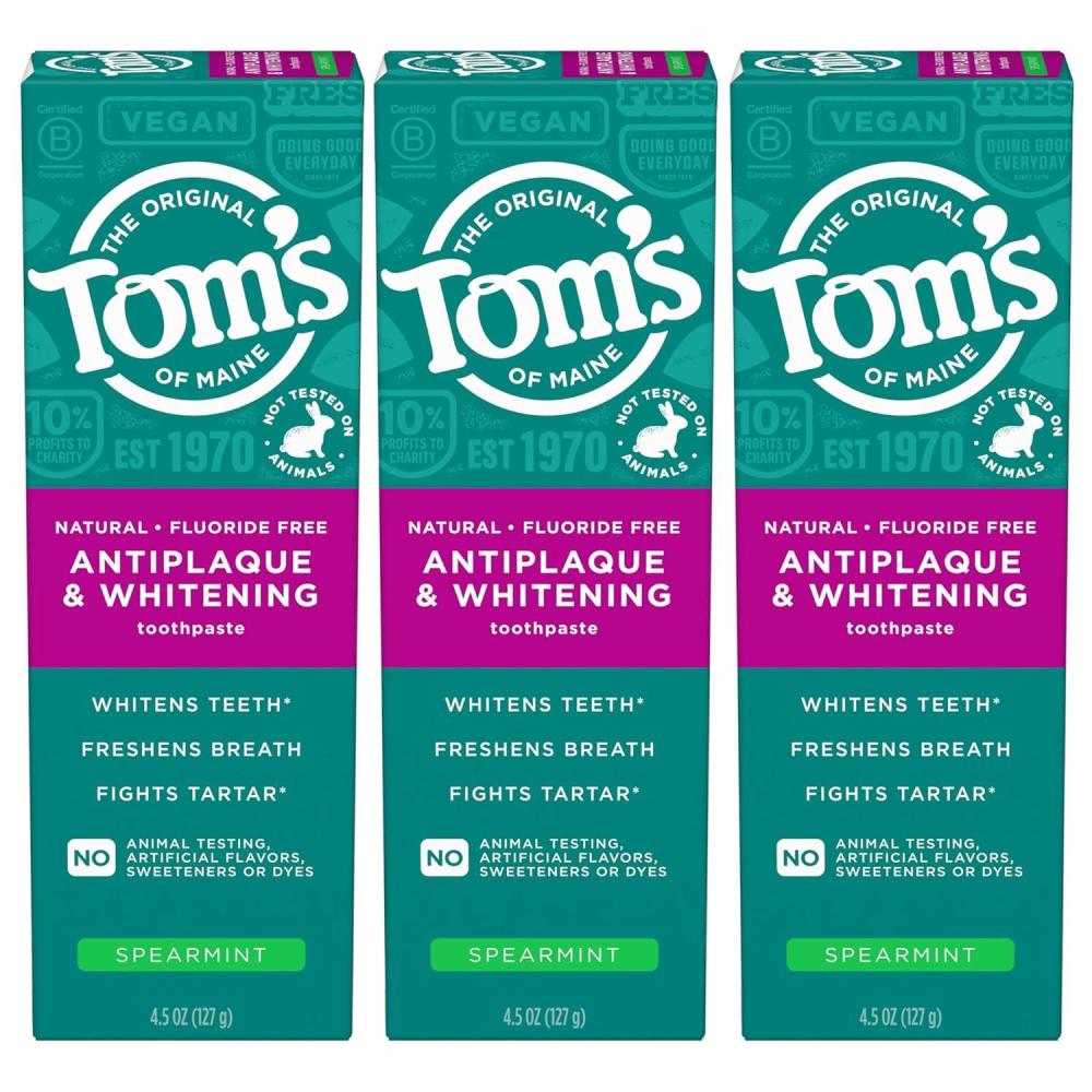 image:imageToms of Maine Antiplaque and Whitening Toothpaste Fluoride Free Fennel 3 Pack 45 OzSpearmint