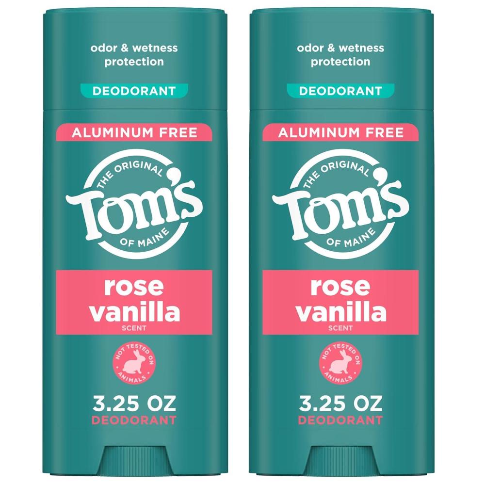 image:imageToms of Maine Cucumber Aloe Aluminum Free Natural Deodorant For Women amp Men Goes on Clear Odor amp Wetness Protection Naturally Derived and MoistureLocking Ingredients 325 oz 2 PackRose Vanilla