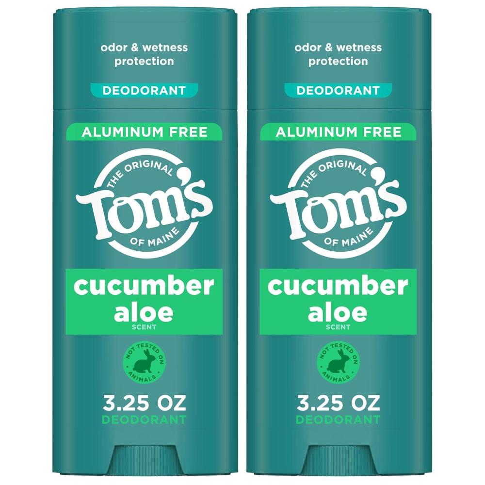 image:imageToms of Maine Cucumber Aloe Aluminum Free Natural Deodorant For Women amp Men Goes on Clear Odor amp Wetness Protection Naturally Derived and MoistureLocking Ingredients 325 oz 2 PackCucumber Aloe