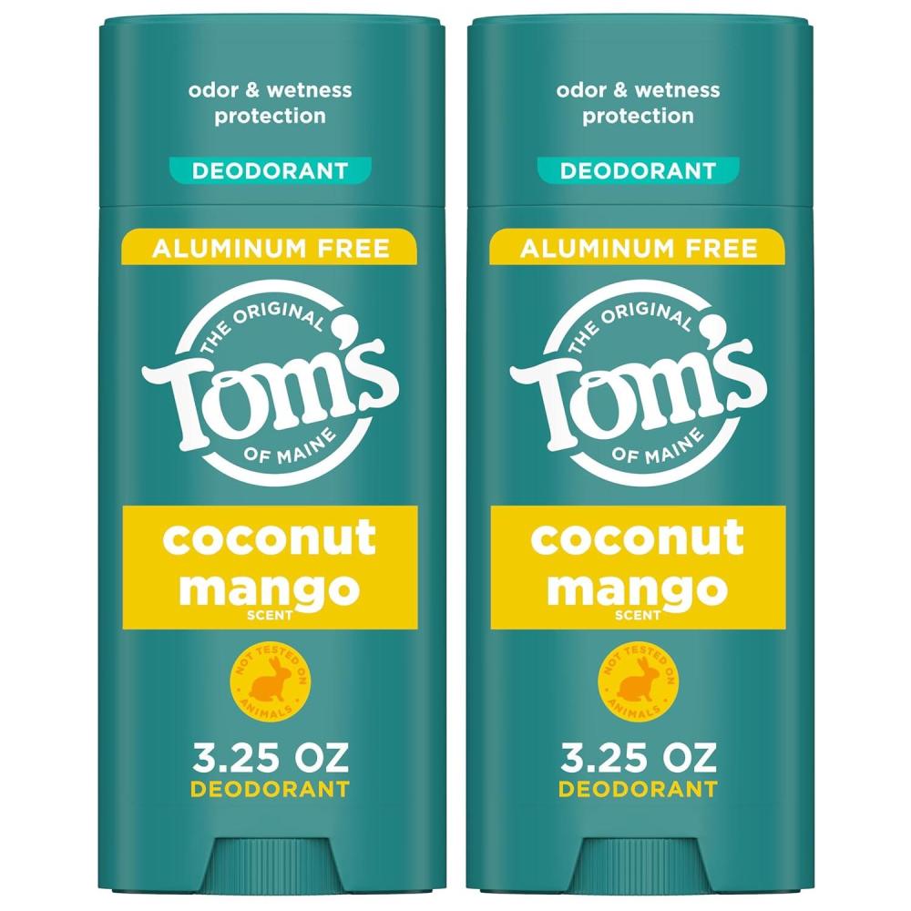 image:imageToms of Maine Cucumber Aloe Aluminum Free Natural Deodorant For Women amp Men Goes on Clear Odor amp Wetness Protection Naturally Derived and MoistureLocking Ingredients 325 oz 2 PackCoconut Mango