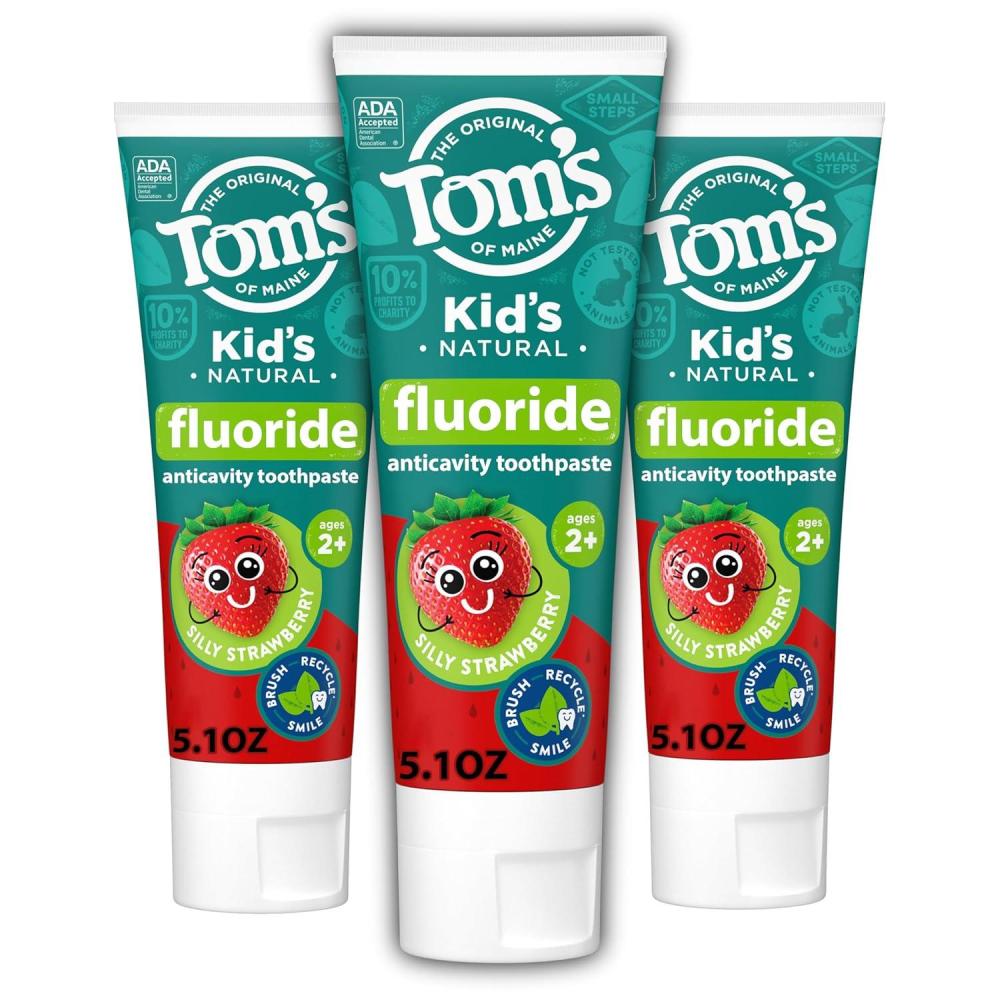 image:imageToms of Maine Kids Natural Toothpaste with Fluoride for Ages 2 ADA Approved Outrageous Orange Mango 51 ounces 3 PackStrawberry
