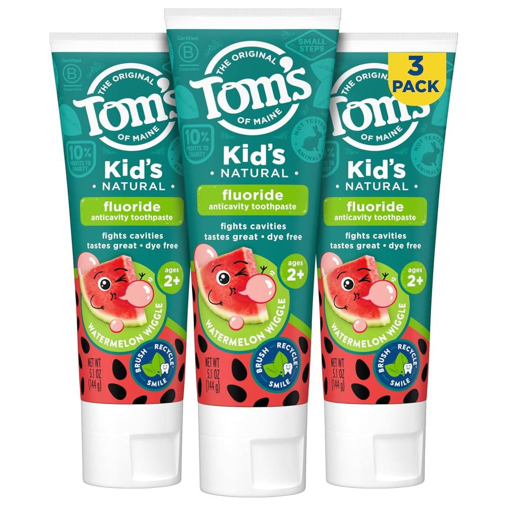 image:imageToms of Maine Kids Natural Toothpaste with Fluoride for Ages 2 ADA Approved Outrageous Orange Mango 51 ounces 3 PackWatermelon Wiggle