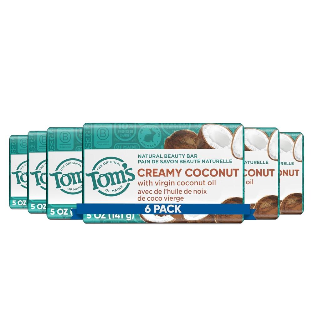 image:imageToms of Maine Natural Beauty Bar Soap Creamy Coconut With Virgin Coconut Oil 5 oz 6Pack Packaging May VaryCoconut